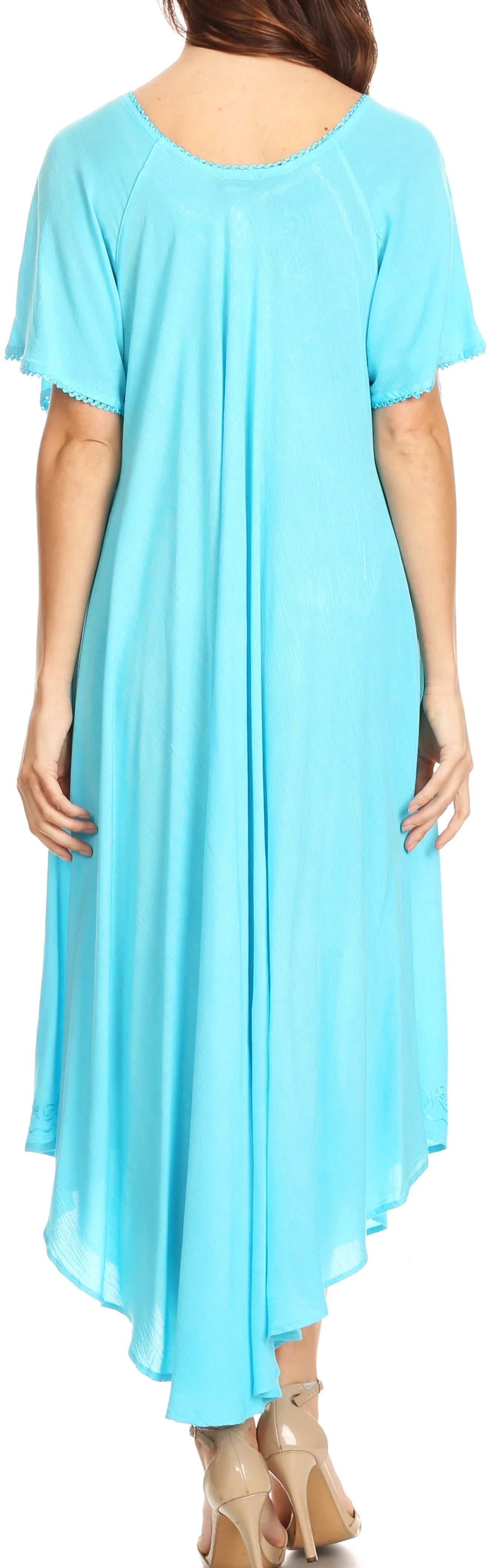 Sakkas Lilia Embroidered Lace Up Bodice Relaxed Fit  Maxi Sun Dress - Image 122