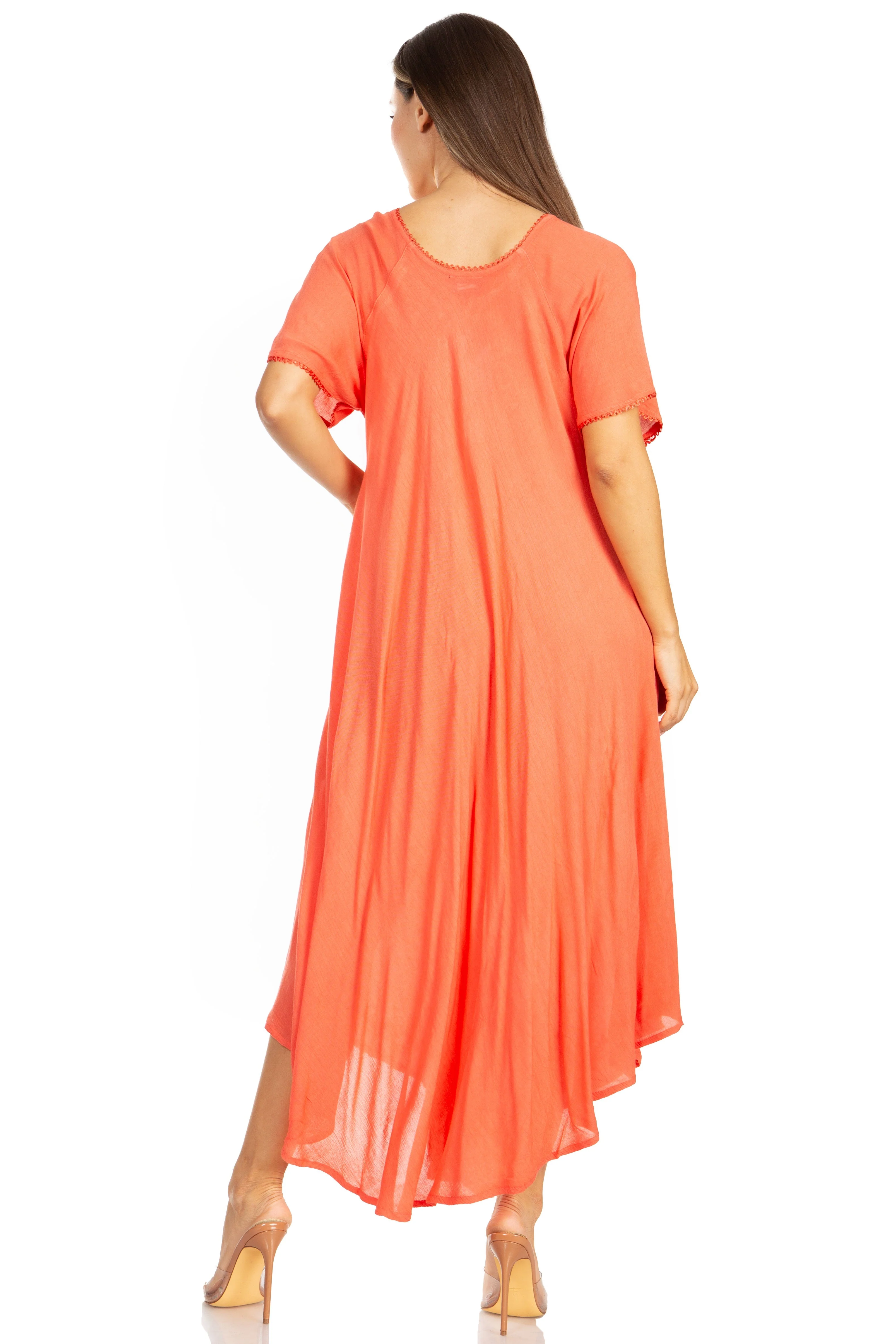 Sakkas Lilia Embroidered Lace Up Bodice Relaxed Fit  Maxi Sun Dress - Image 17