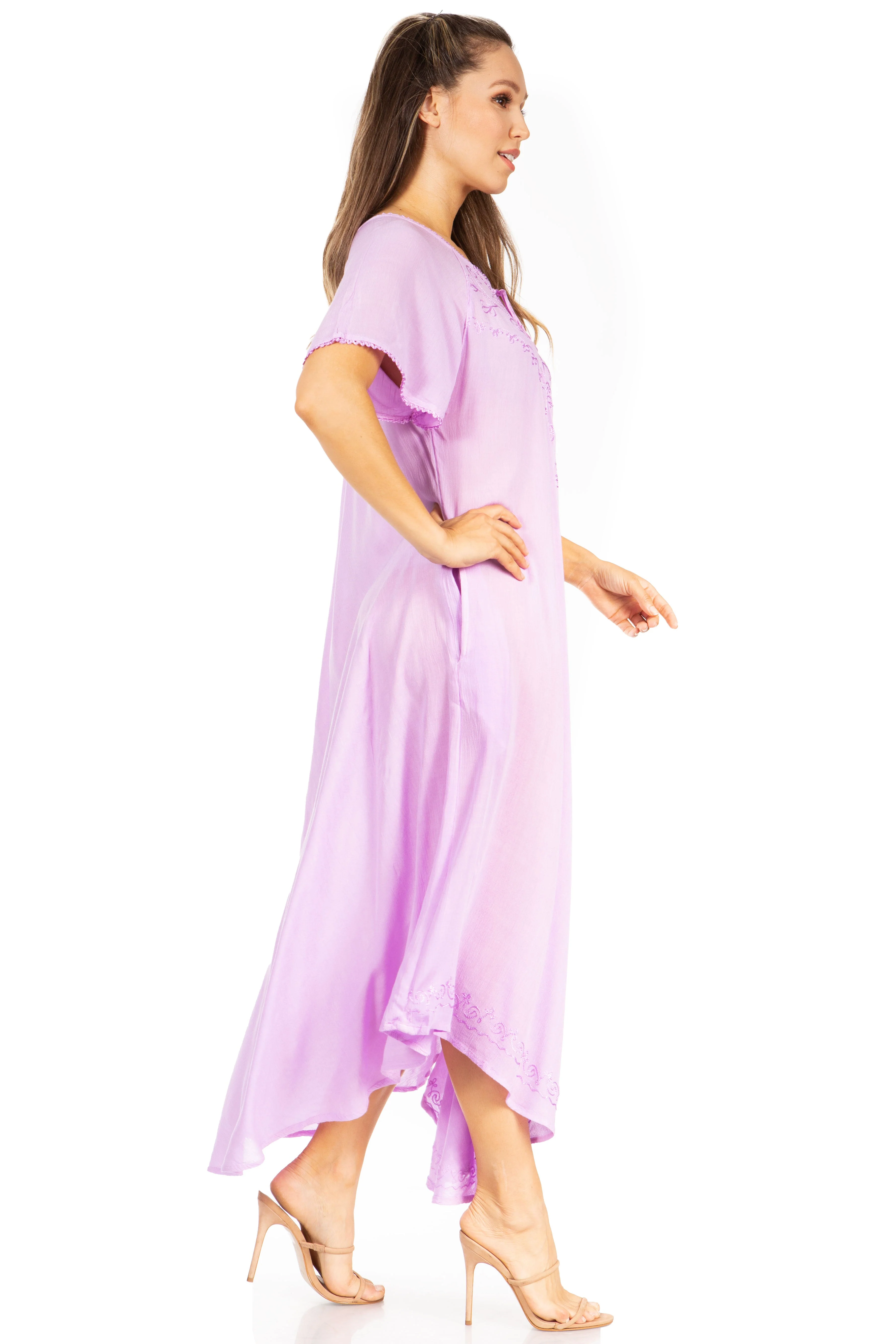 Sakkas Lilia Embroidered Lace Up Bodice Relaxed Fit  Maxi Sun Dress - Image 24