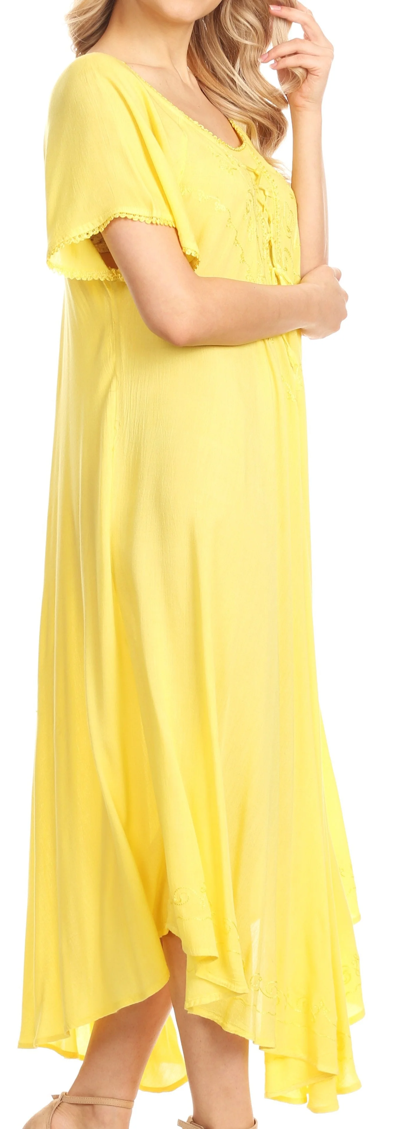 Sakkas Lilia Embroidered Lace Up Bodice Relaxed Fit  Maxi Sun Dress - Image 38
