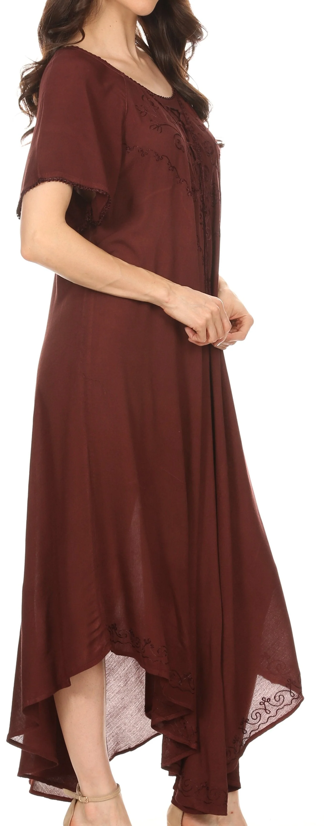Sakkas Lilia Embroidered Lace Up Bodice Relaxed Fit  Maxi Sun Dress - Image 43