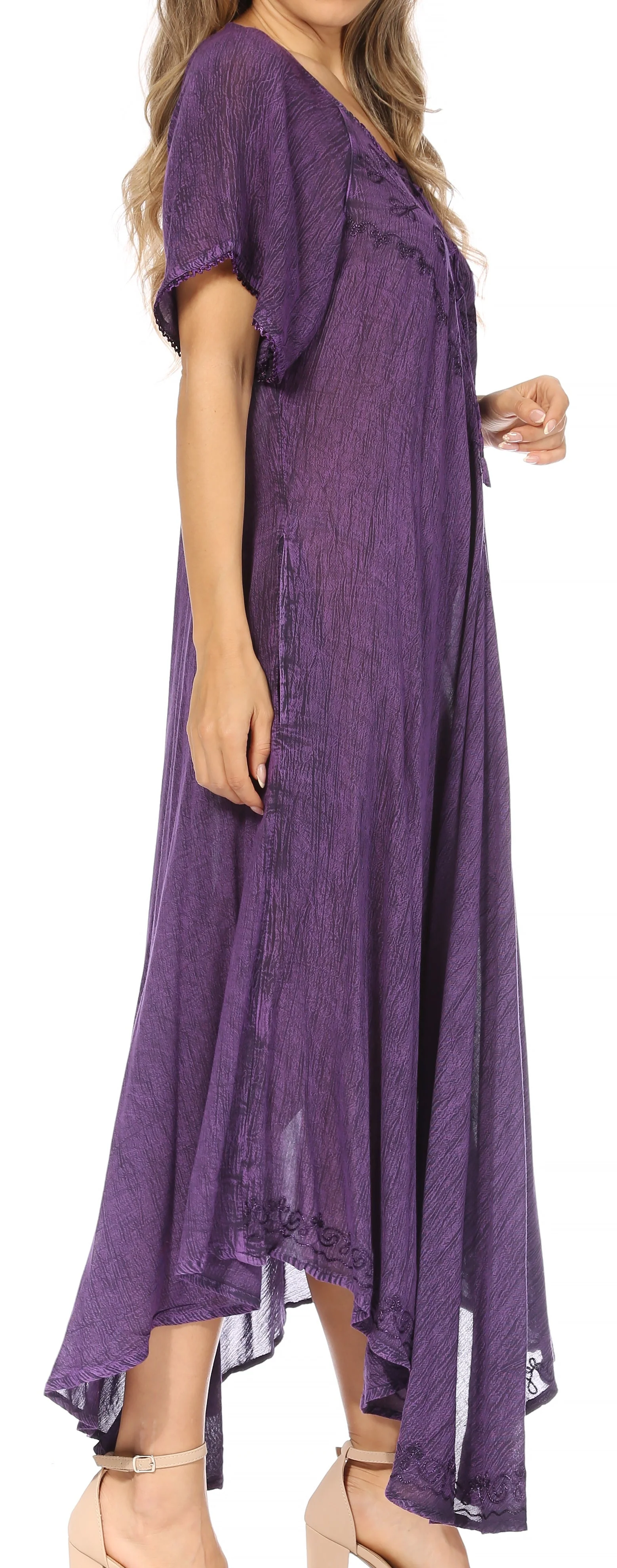 Sakkas Lilia Embroidered Lace Up Bodice Relaxed Fit  Maxi Sun Dress - Image 69