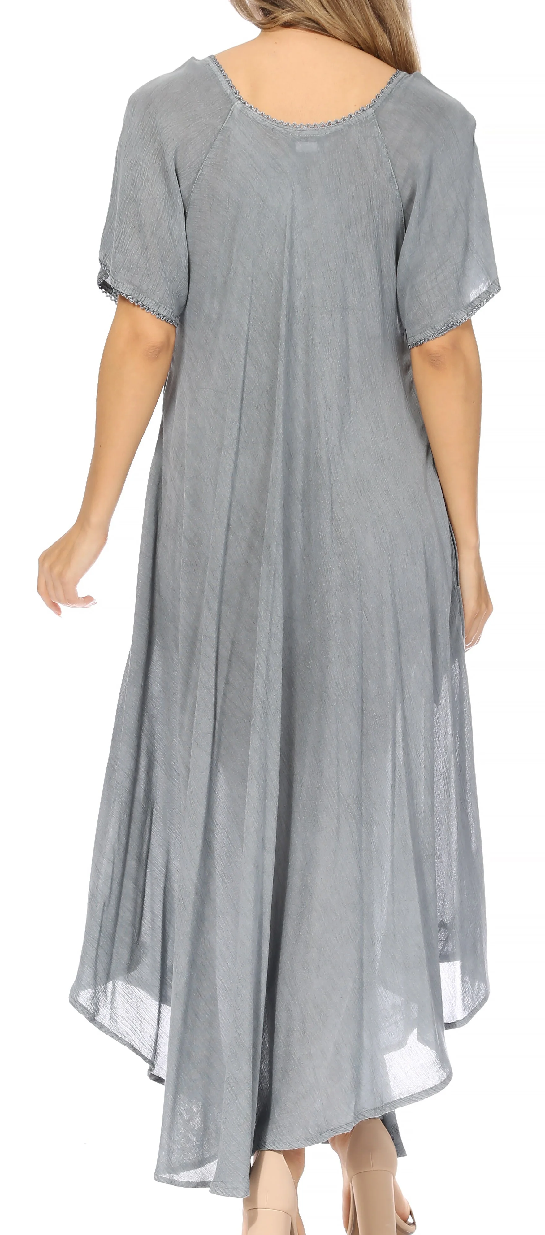 Sakkas Lilia Embroidered Lace Up Bodice Relaxed Fit  Maxi Sun Dress - Image 82