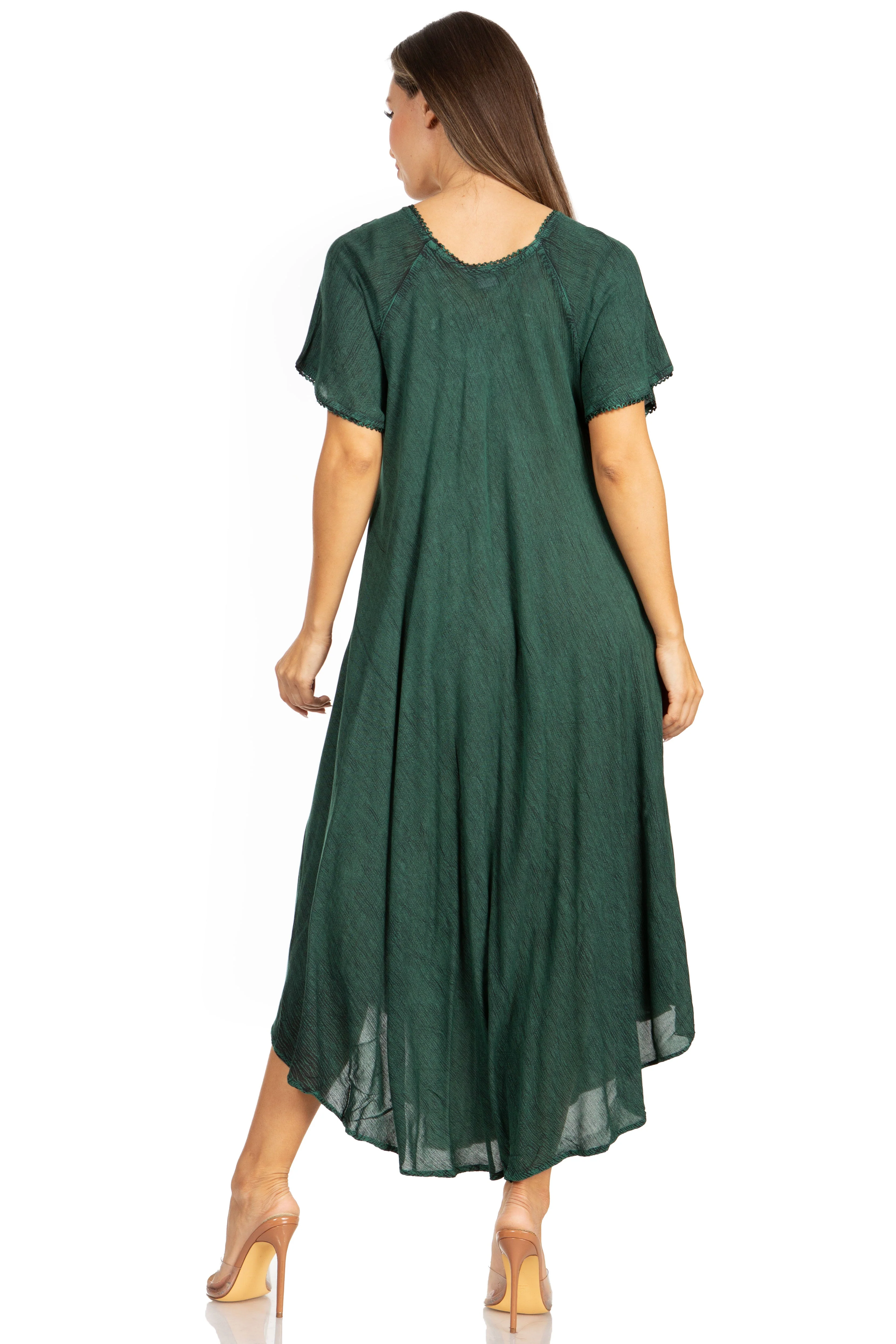 Sakkas Lilia Embroidered Lace Up Bodice Relaxed Fit  Maxi Sun Dress - Image 87