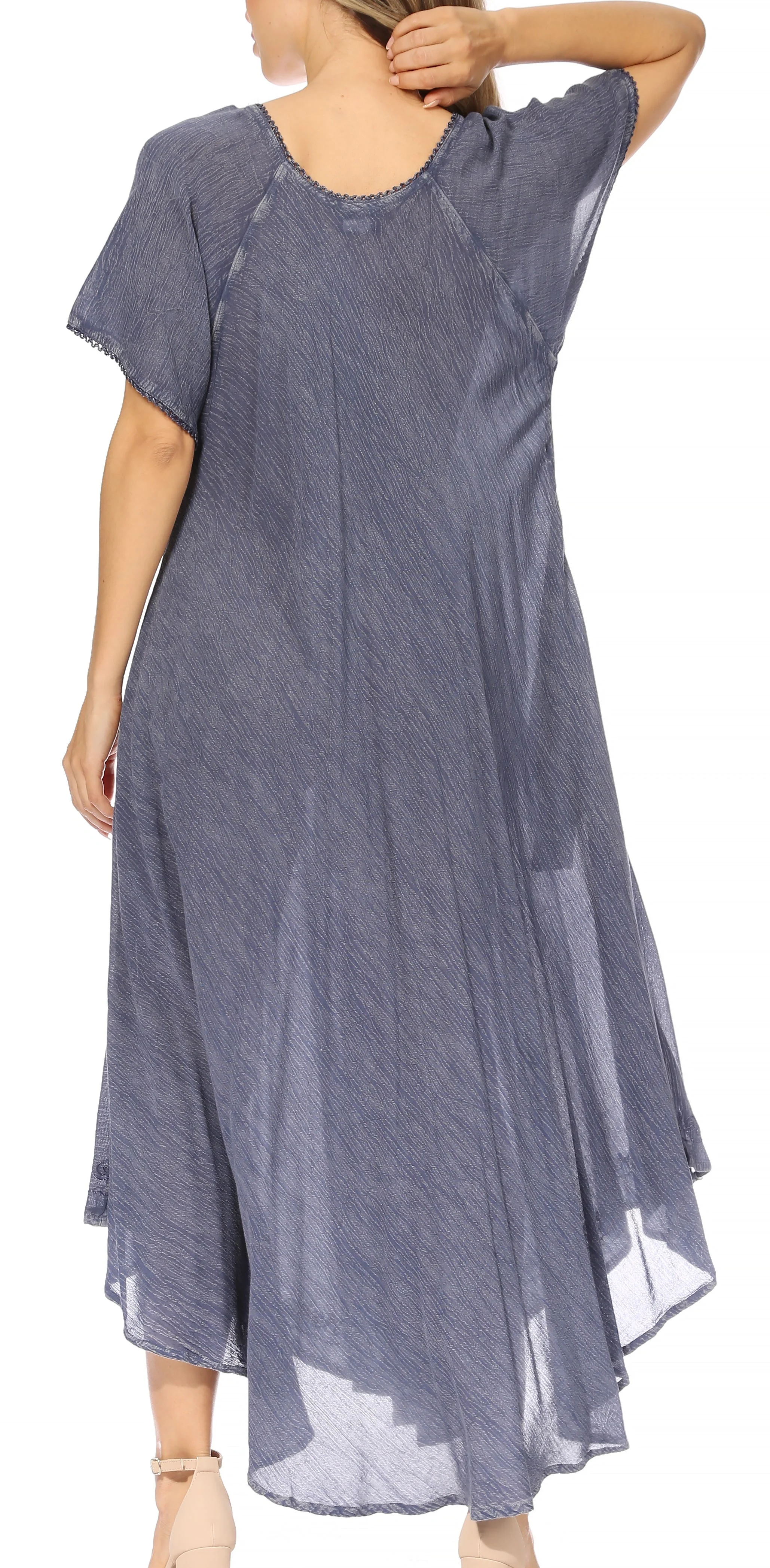 Sakkas Lilia Embroidered Lace Up Bodice Relaxed Fit  Maxi Sun Dress - Image 92