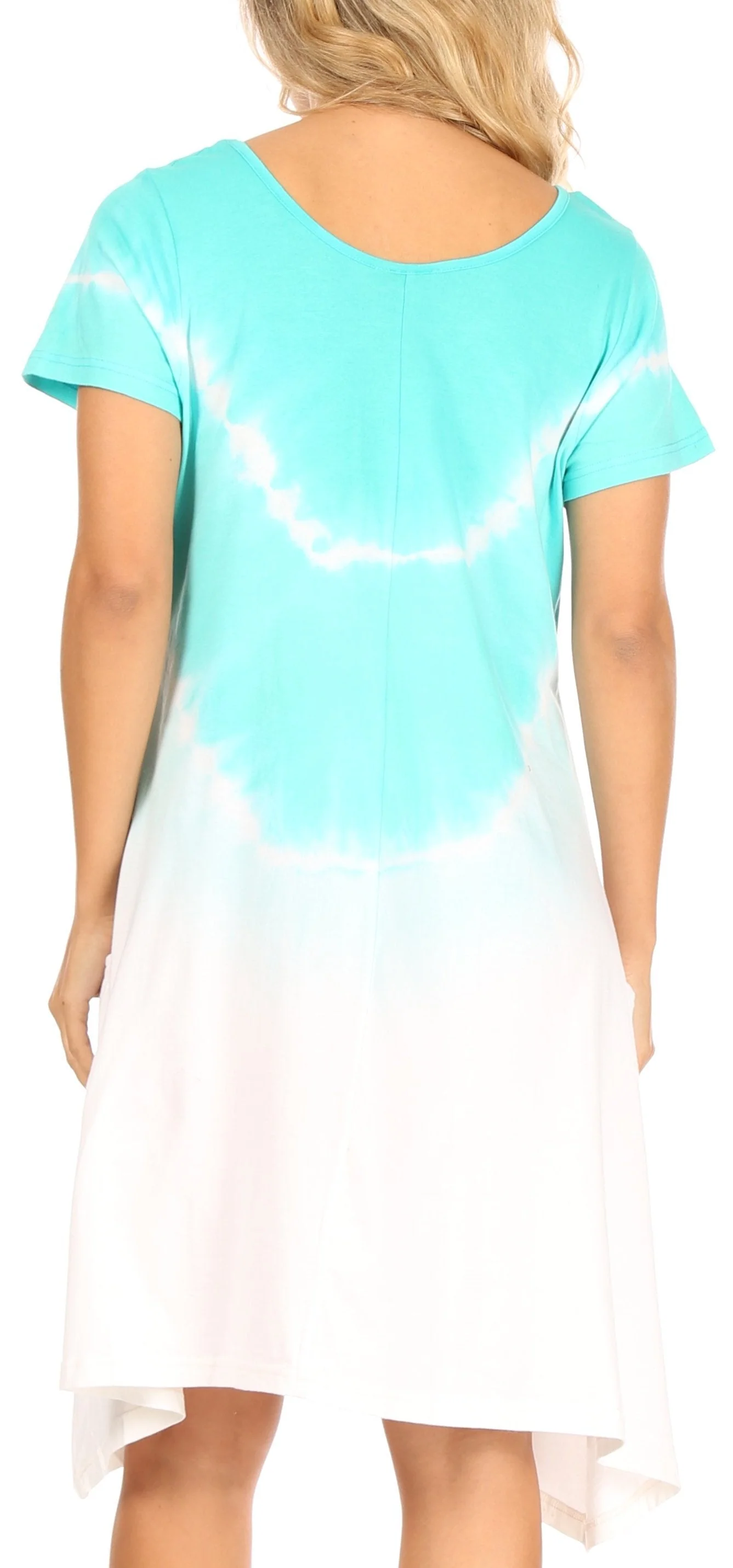 Sakkas Lilla Women's Casual Tie Dye Midi Boho Loose Short Sleeve Knit Dress Pocket - Image 12