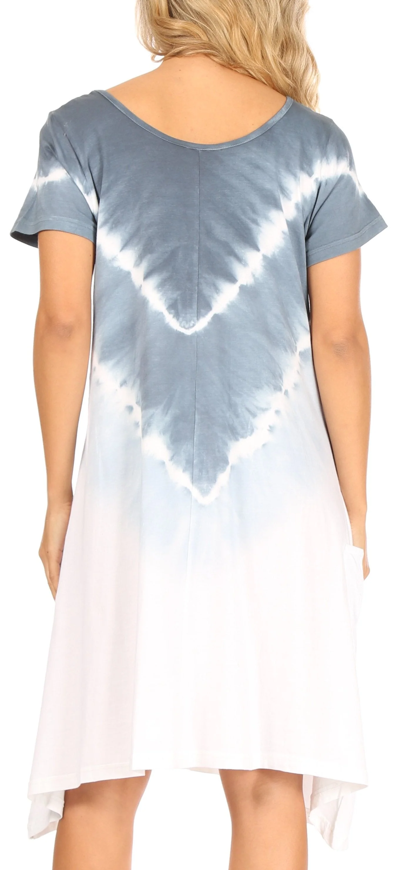 Sakkas Lilla Women's Casual Tie Dye Midi Boho Loose Short Sleeve Knit Dress Pocket - Image 7
