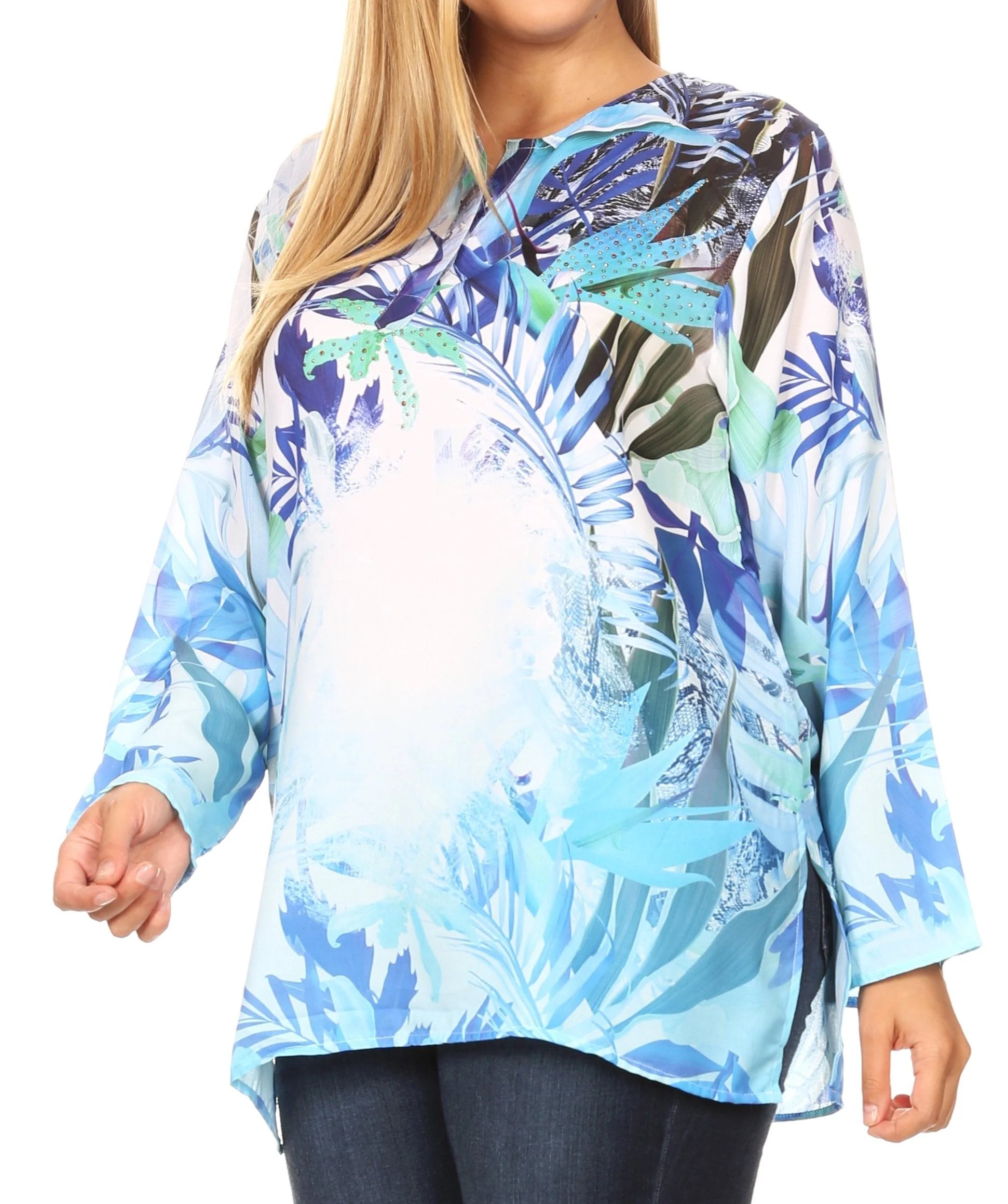Sakkas Linea Women's Casual Floral Print Long Sleeve Swing Boho Pullover Tunic Top - Image 13