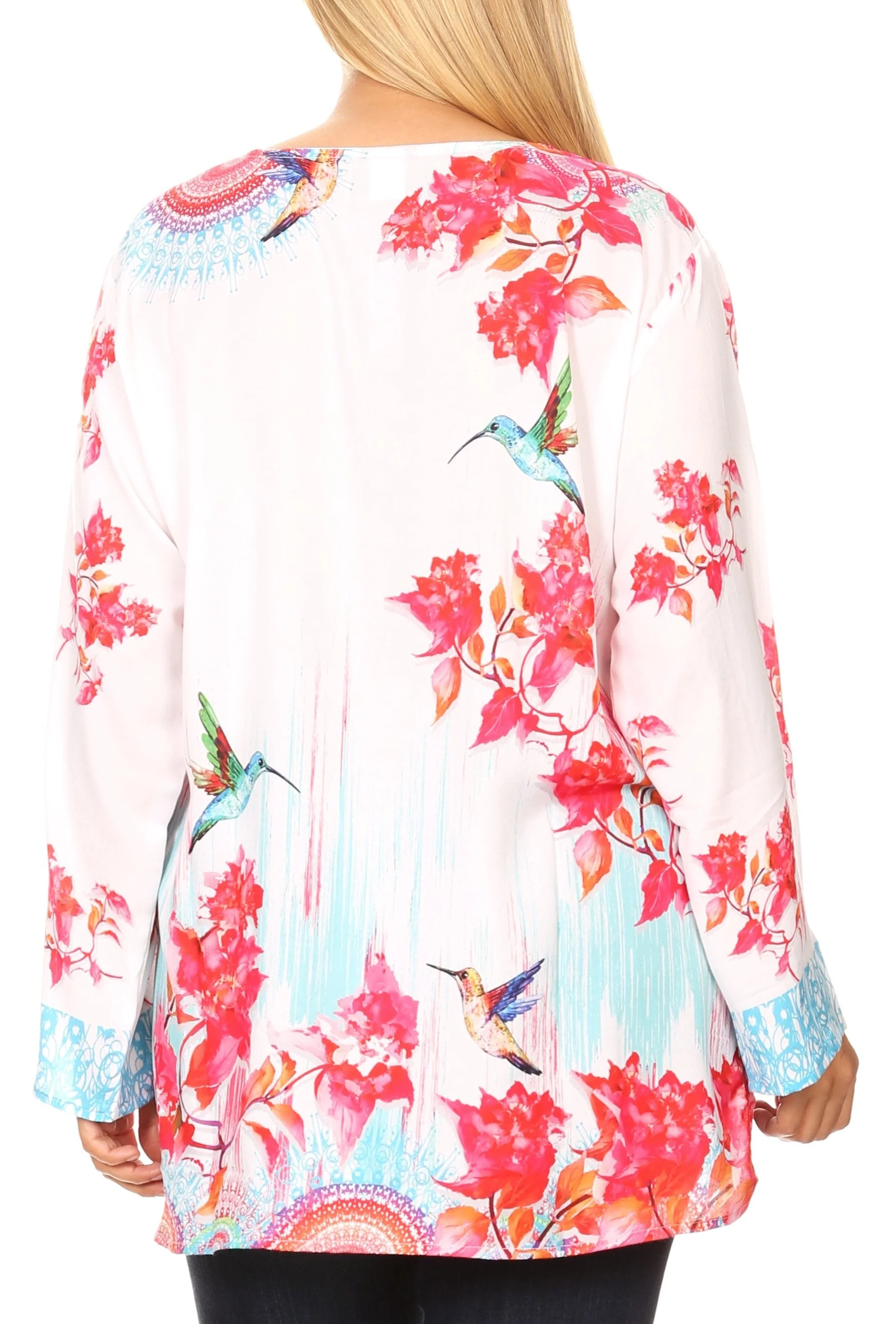 Sakkas Linea Women's Casual Floral Print Long Sleeve Swing Boho Pullover Tunic Top - Image 7