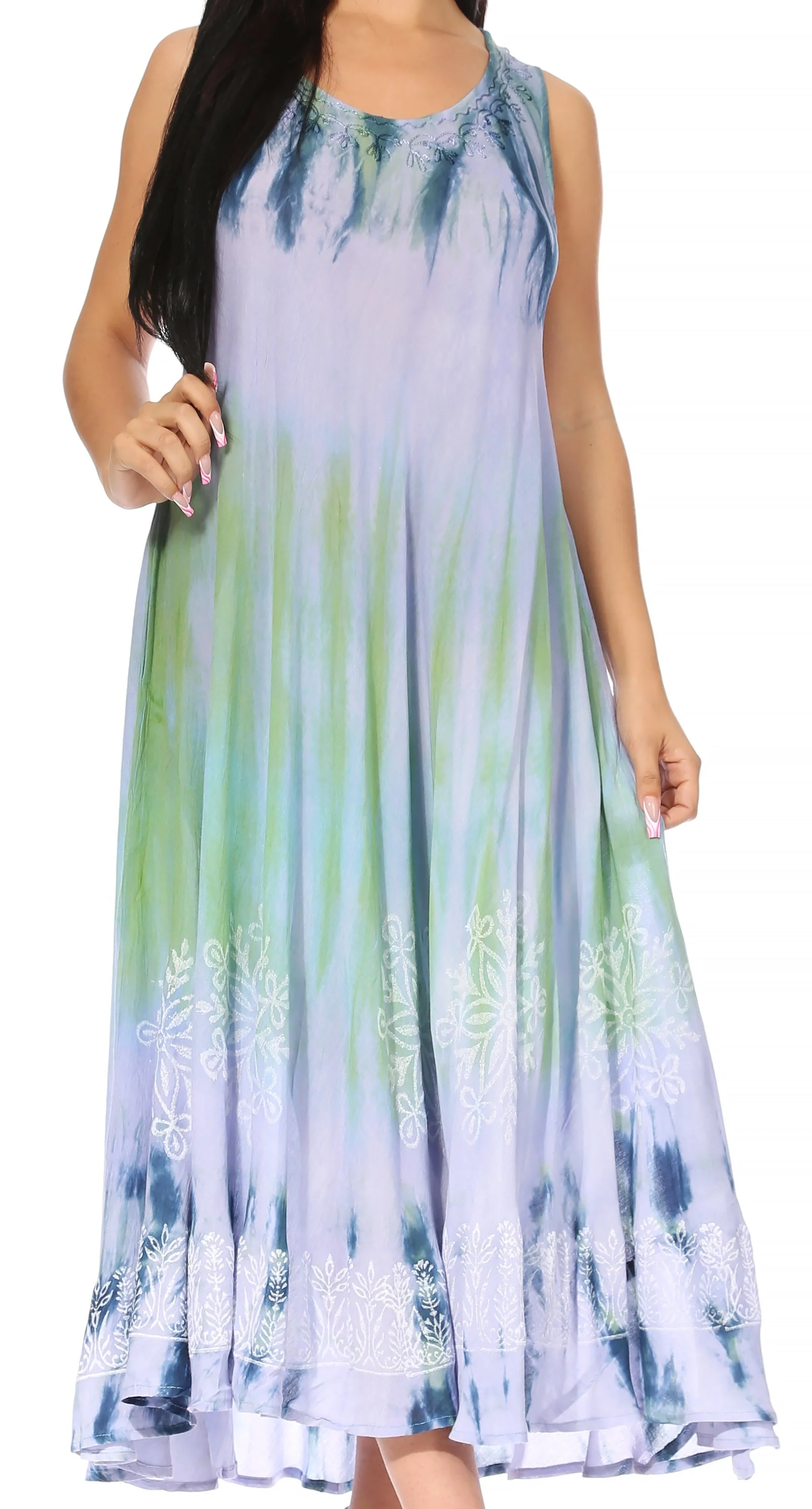 Sakkas Liza Women's Sleeveless Maxi Caftan Dress for Casual Summer Wear with Bohemian Flair and Handy Pockets - Image 11