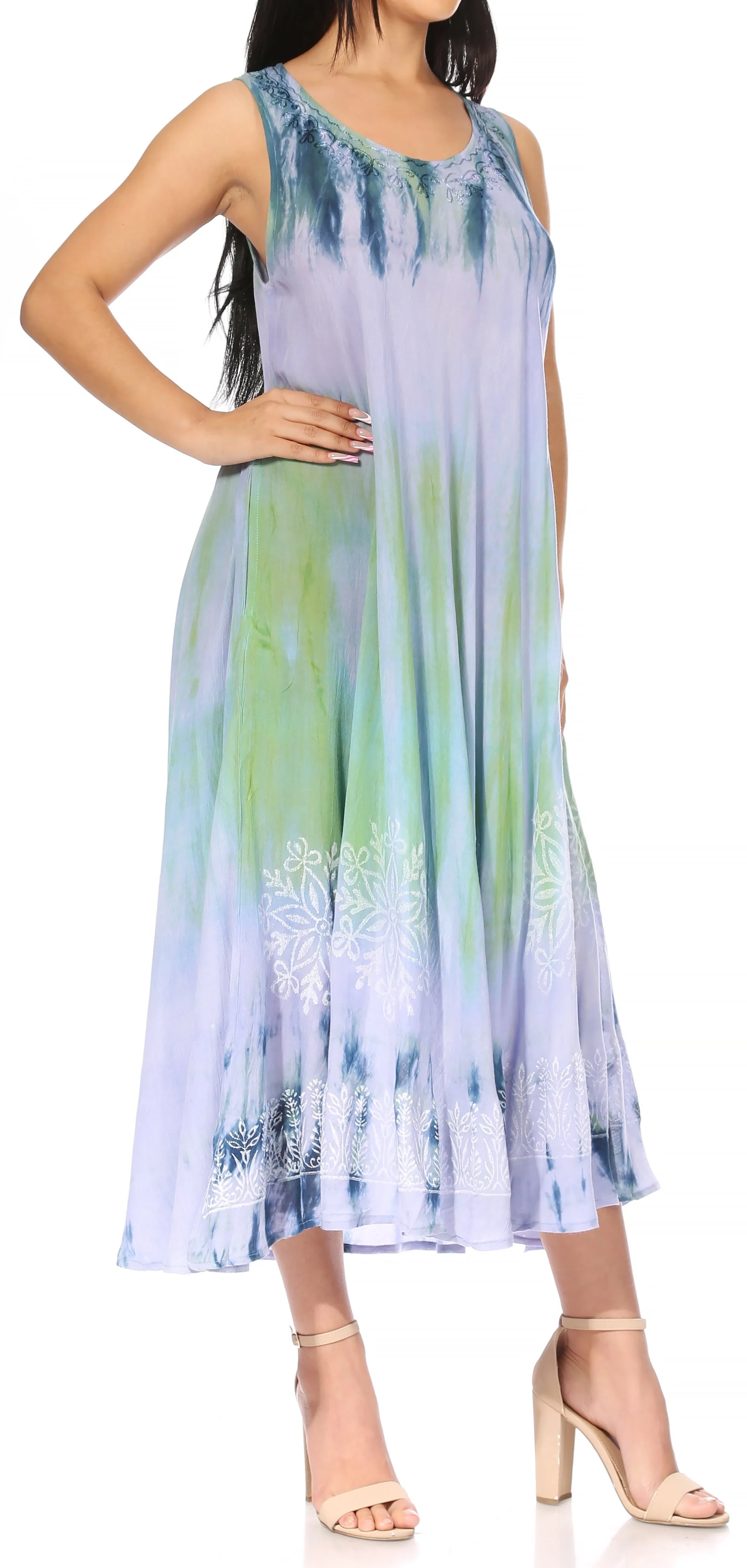 Sakkas Liza Women's Sleeveless Maxi Caftan Dress for Casual Summer Wear with Bohemian Flair and Handy Pockets - Image 14