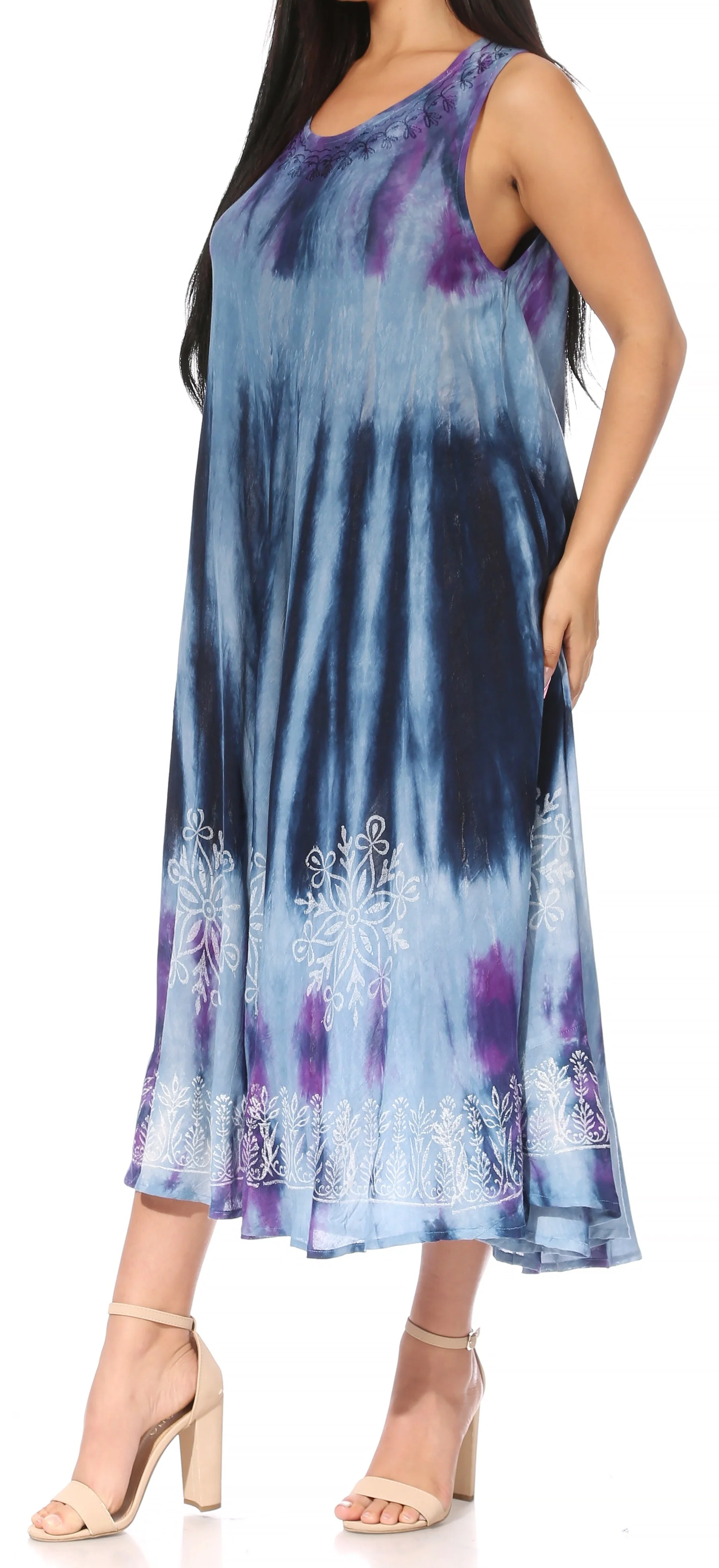 Sakkas Liza Women's Sleeveless Maxi Caftan Dress for Casual Summer Wear with Bohemian Flair and Handy Pockets - Image 18