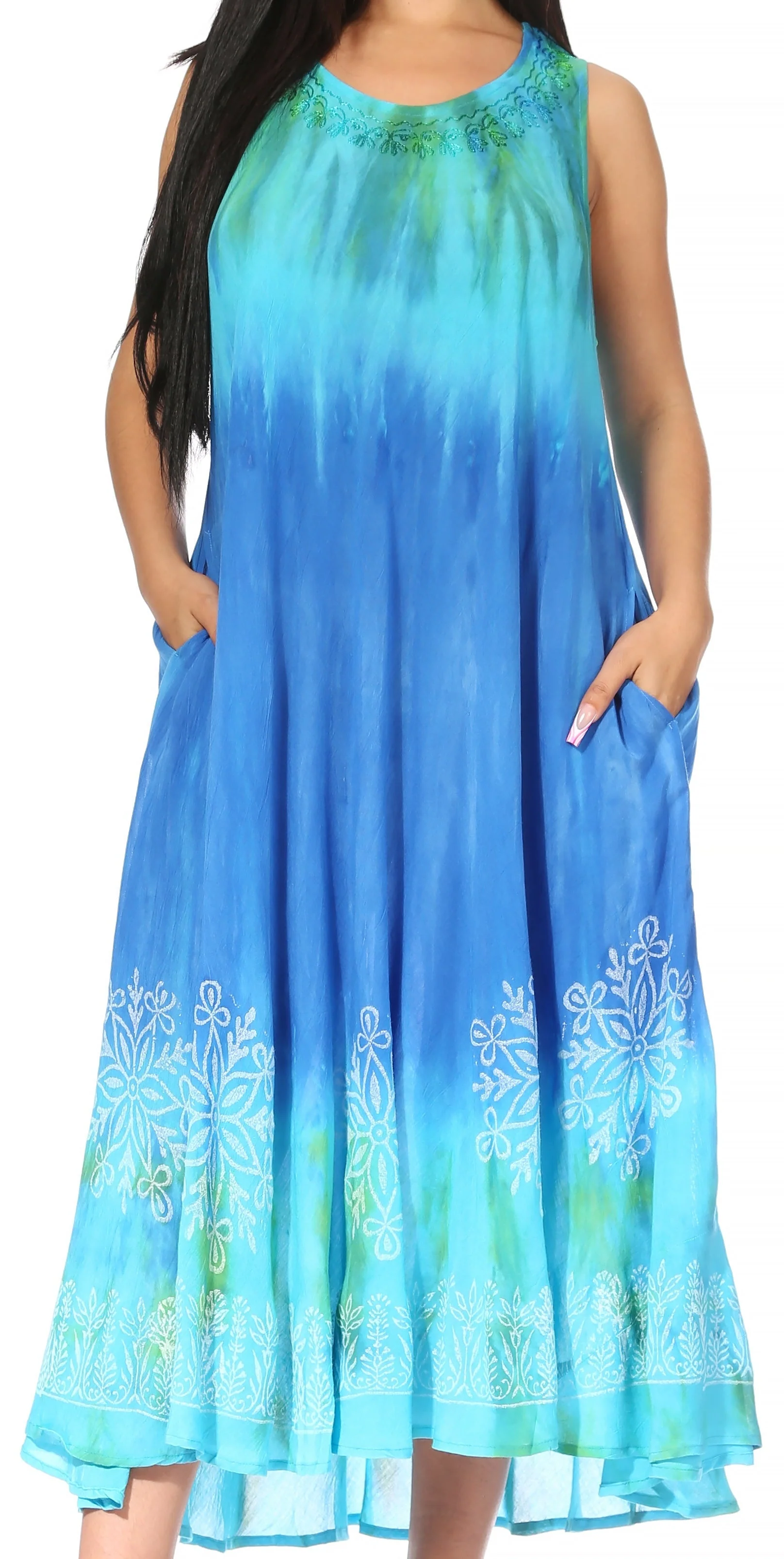 Sakkas Liza Women's Sleeveless Maxi Caftan Dress for Casual Summer Wear with Bohemian Flair and Handy Pockets - Image 26