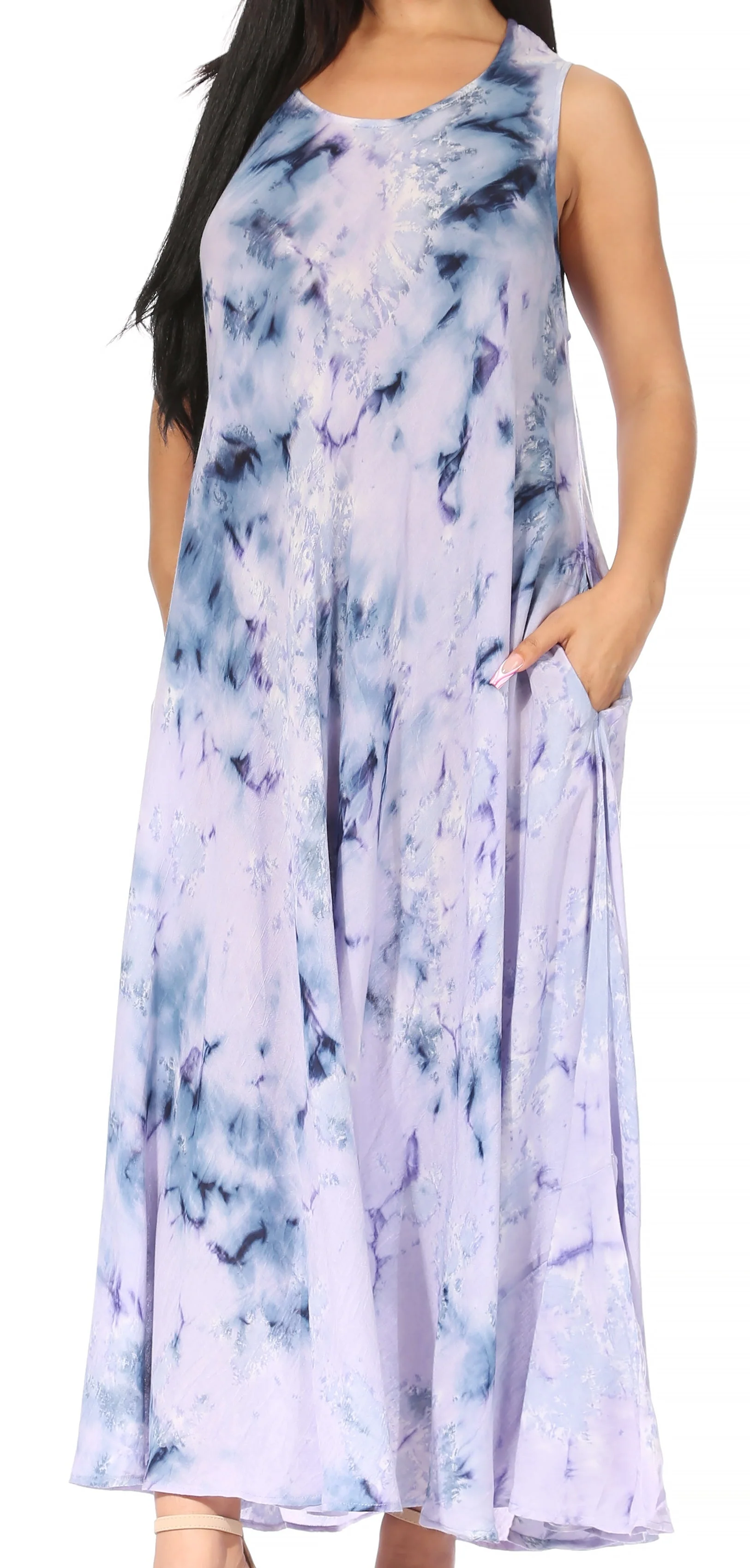 Sakkas Liza Women's Sleeveless Maxi Caftan Dress for Casual Summer Wear with Bohemian Flair and Handy Pockets - Image 31
