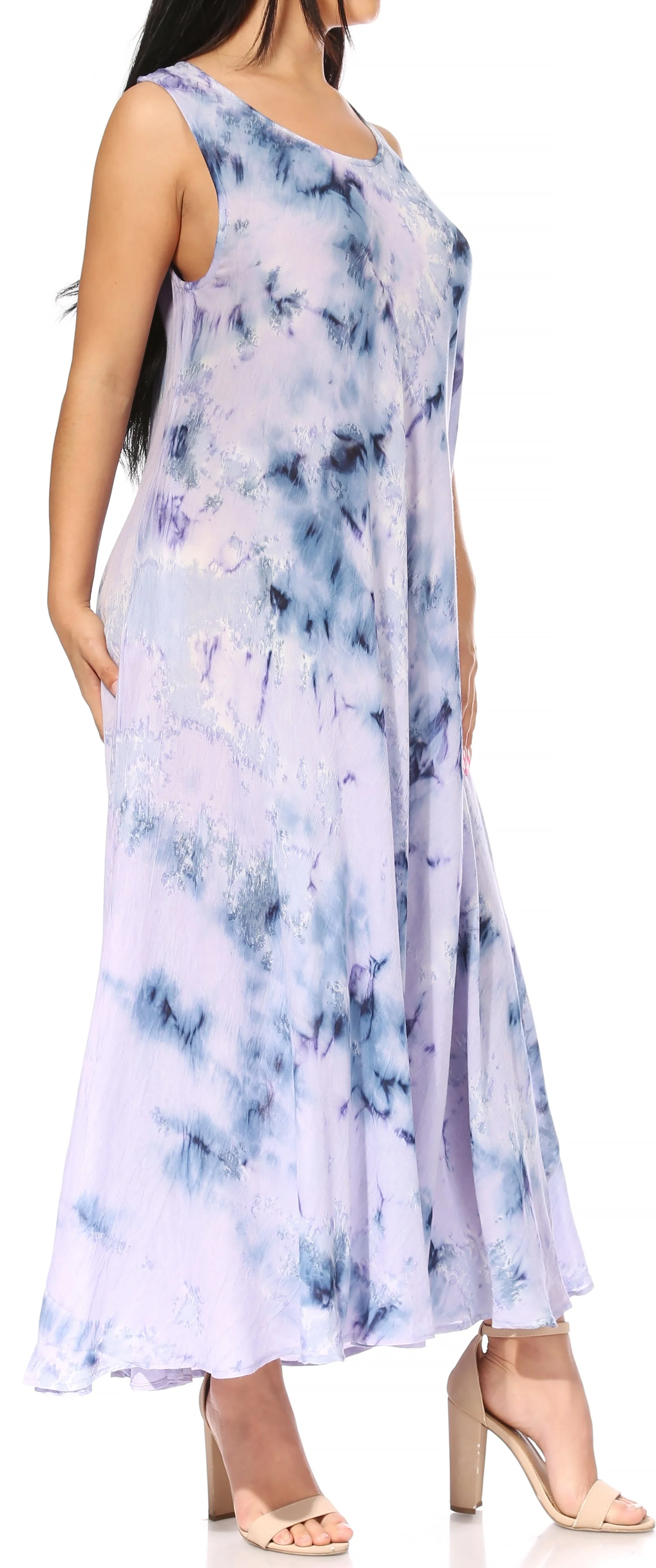 Sakkas Liza Women's Sleeveless Maxi Caftan Dress for Casual Summer Wear with Bohemian Flair and Handy Pockets - Image 34