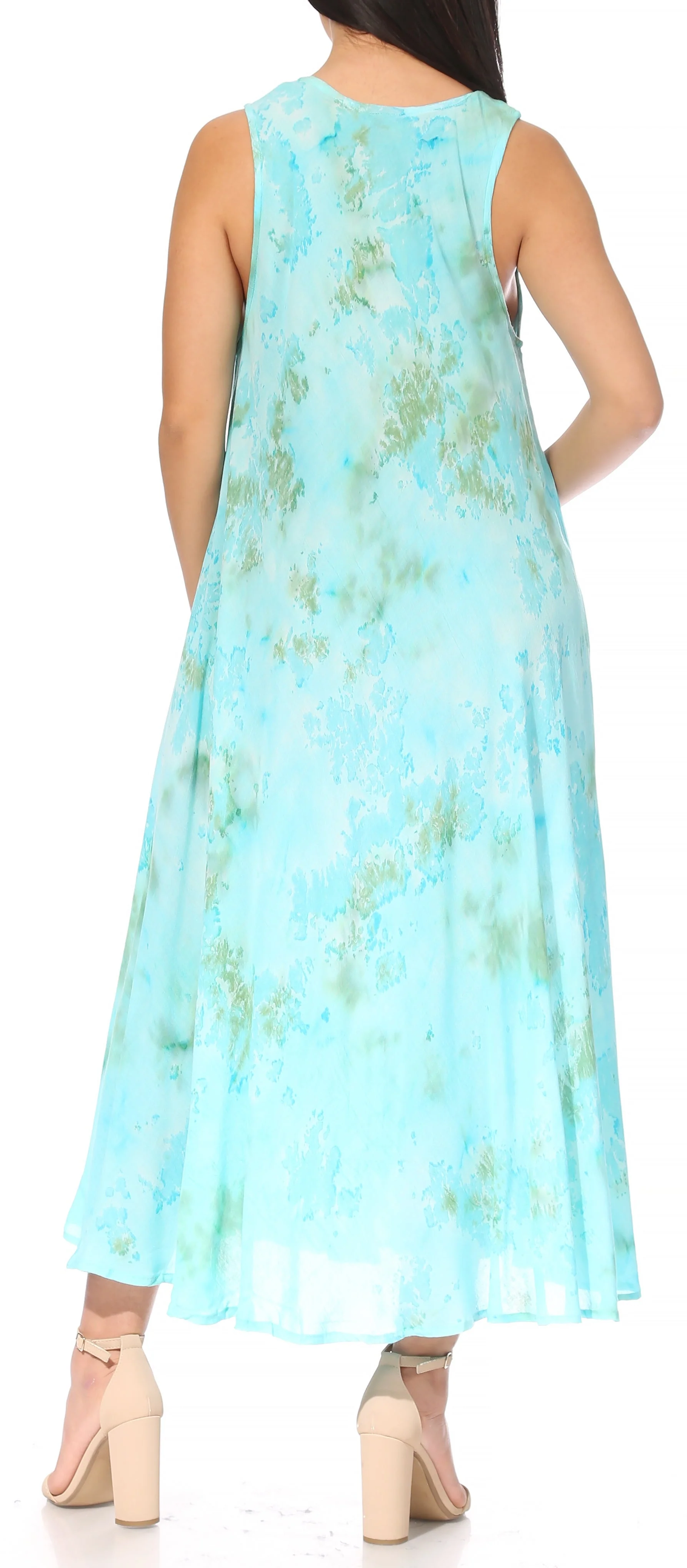 Sakkas Liza Women's Sleeveless Maxi Caftan Dress for Casual Summer Wear with Bohemian Flair and Handy Pockets - Image 42