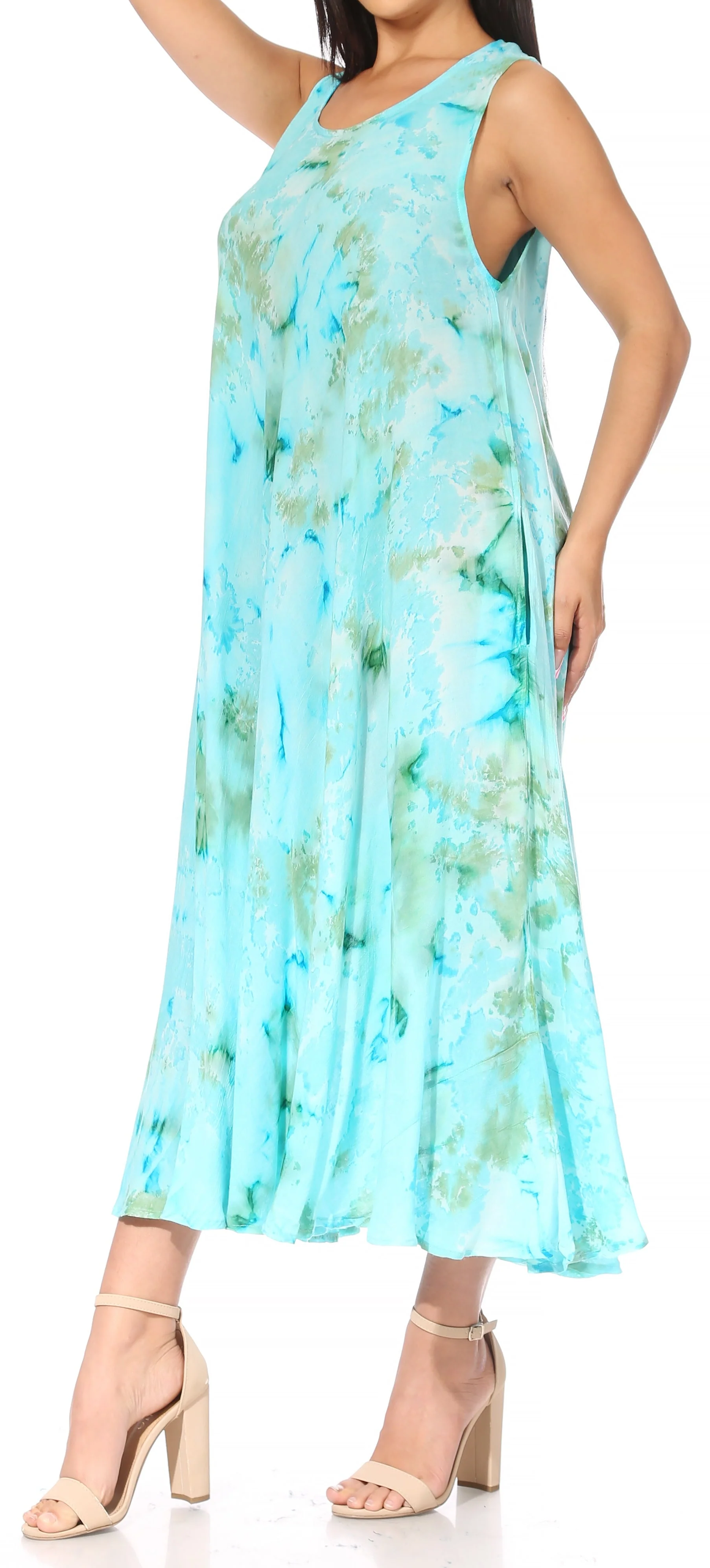 Sakkas Liza Women's Sleeveless Maxi Caftan Dress for Casual Summer Wear with Bohemian Flair and Handy Pockets - Image 43