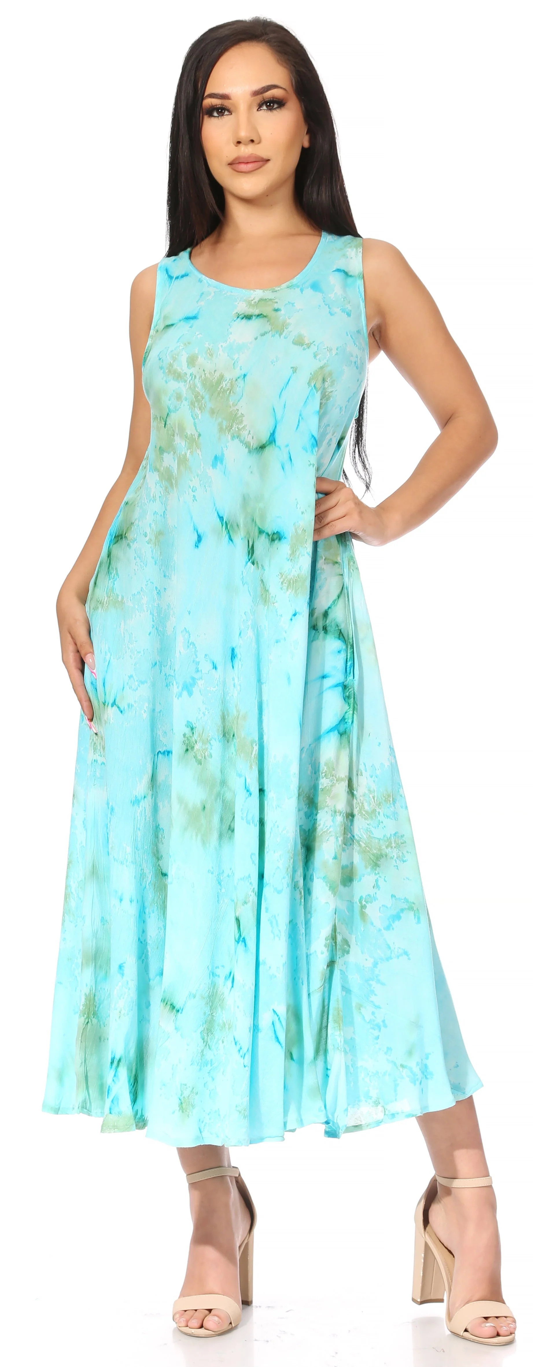 Sakkas Liza Women's Sleeveless Maxi Caftan Dress for Casual Summer Wear with Bohemian Flair and Handy Pockets - Image 45