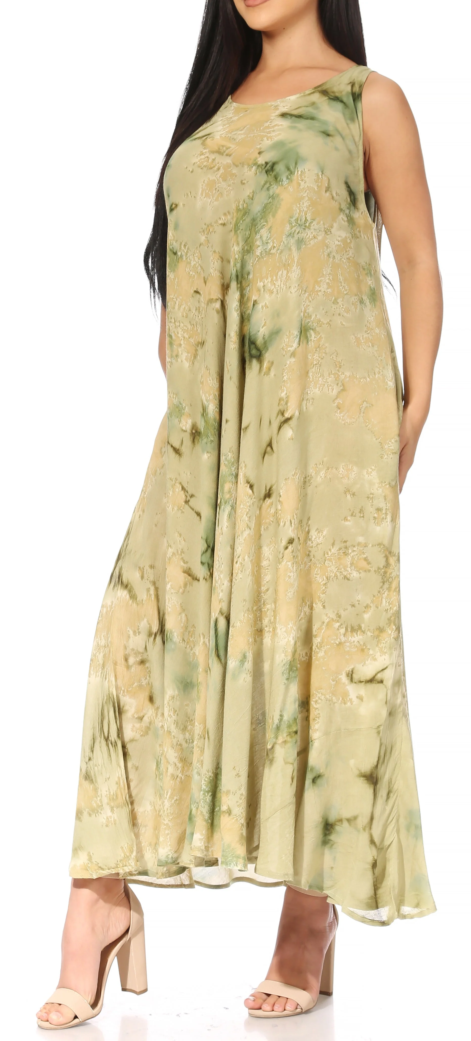 Sakkas Liza Women's Sleeveless Maxi Caftan Dress for Casual Summer Wear with Bohemian Flair and Handy Pockets - Image 48