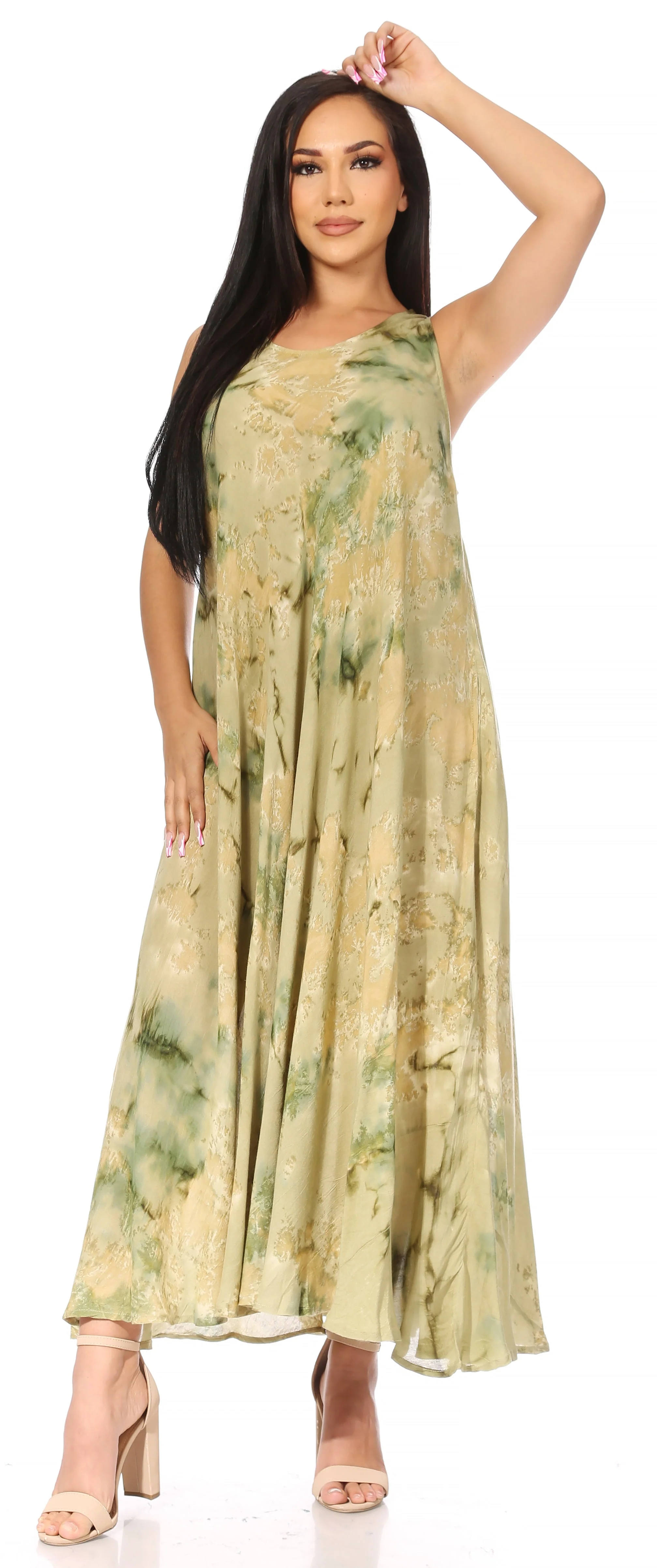 Sakkas Liza Women's Sleeveless Maxi Caftan Dress for Casual Summer Wear with Bohemian Flair and Handy Pockets - Image 50