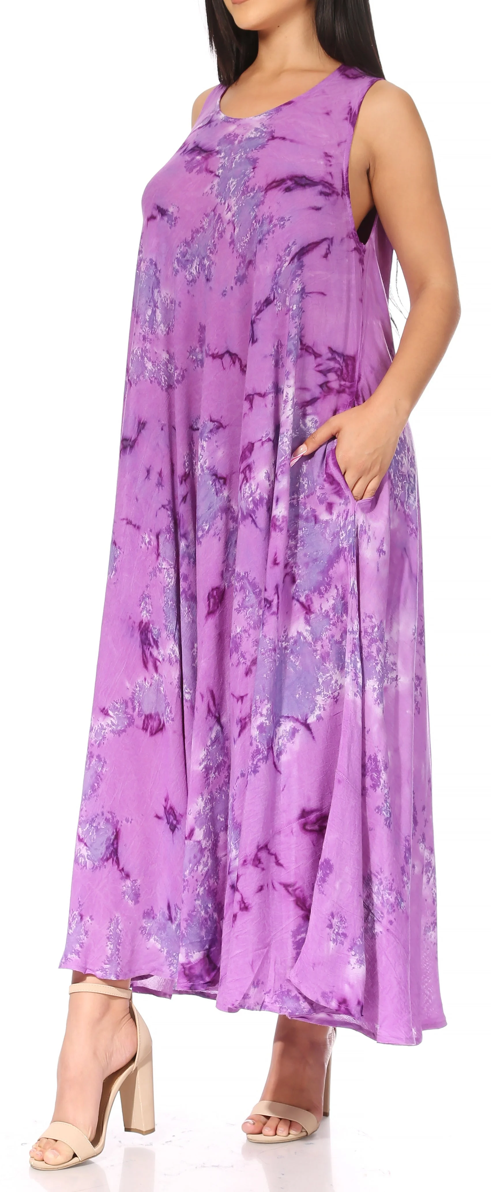 Sakkas Liza Women's Sleeveless Maxi Caftan Dress for Casual Summer Wear with Bohemian Flair and Handy Pockets - Image 53