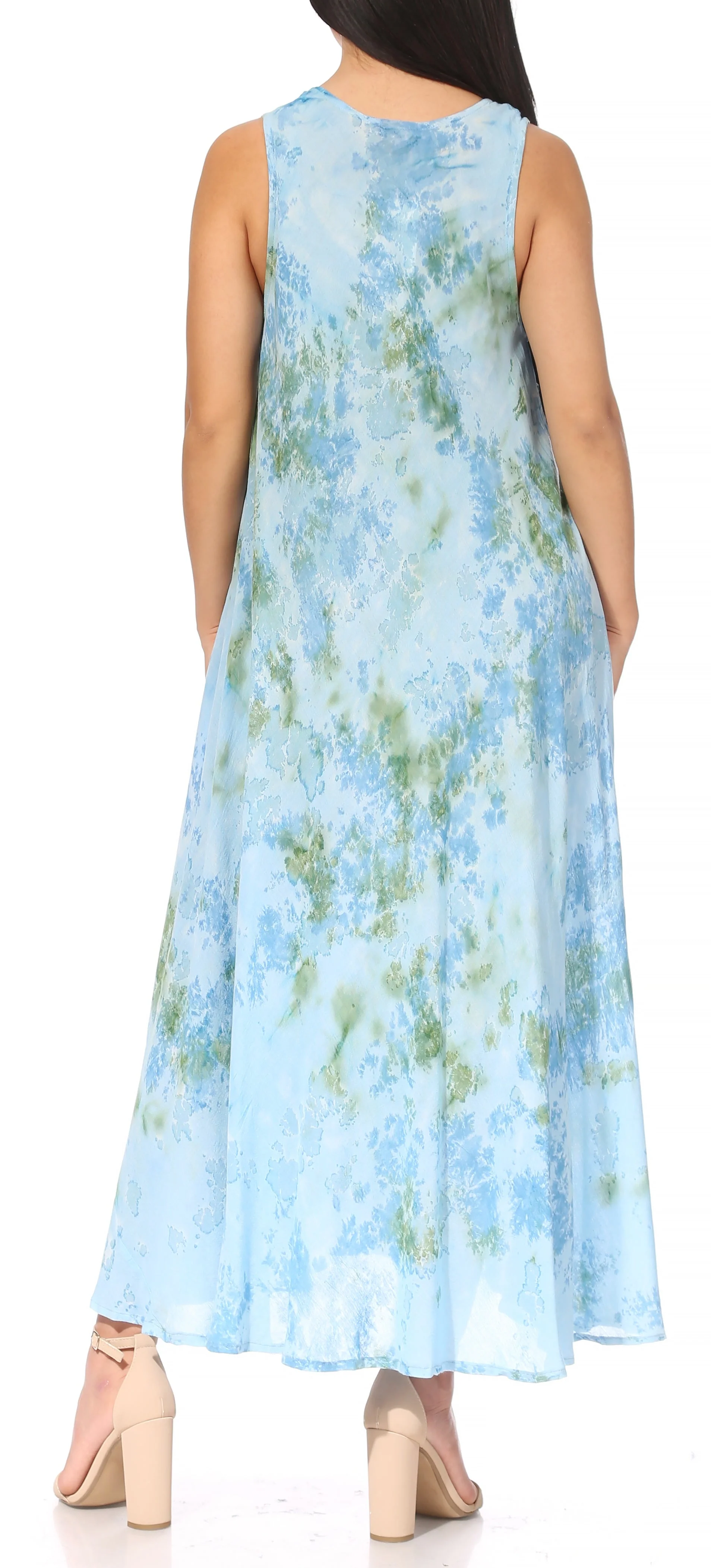 Sakkas Liza Women's Sleeveless Maxi Caftan Dress for Casual Summer Wear with Bohemian Flair and Handy Pockets - Image 57