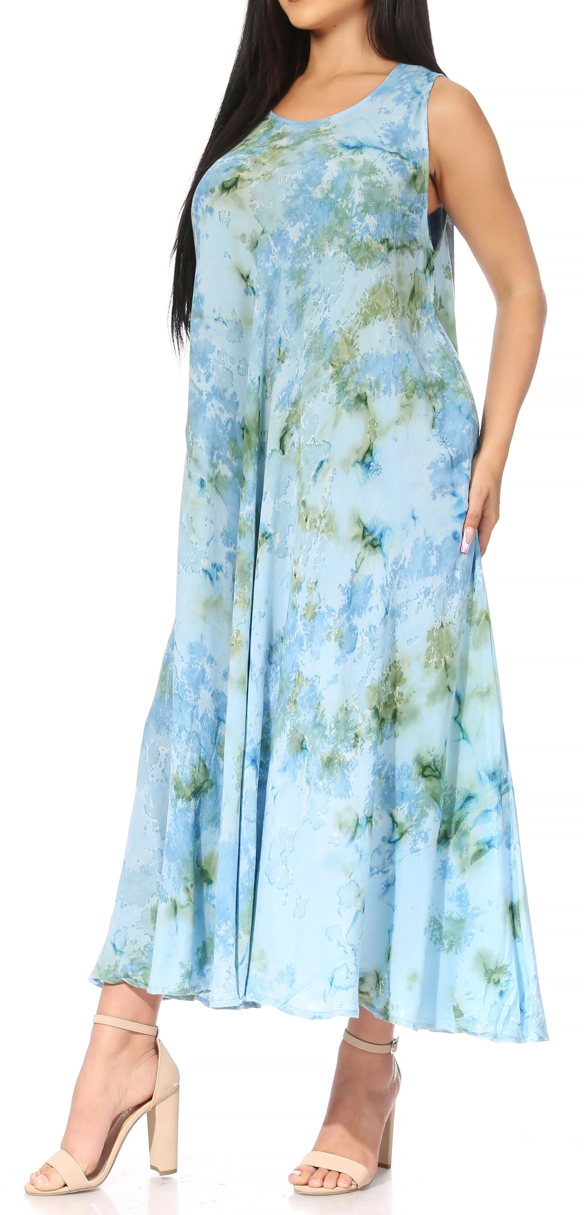 Sakkas Liza Women's Sleeveless Maxi Caftan Dress for Casual Summer Wear with Bohemian Flair and Handy Pockets - Image 58