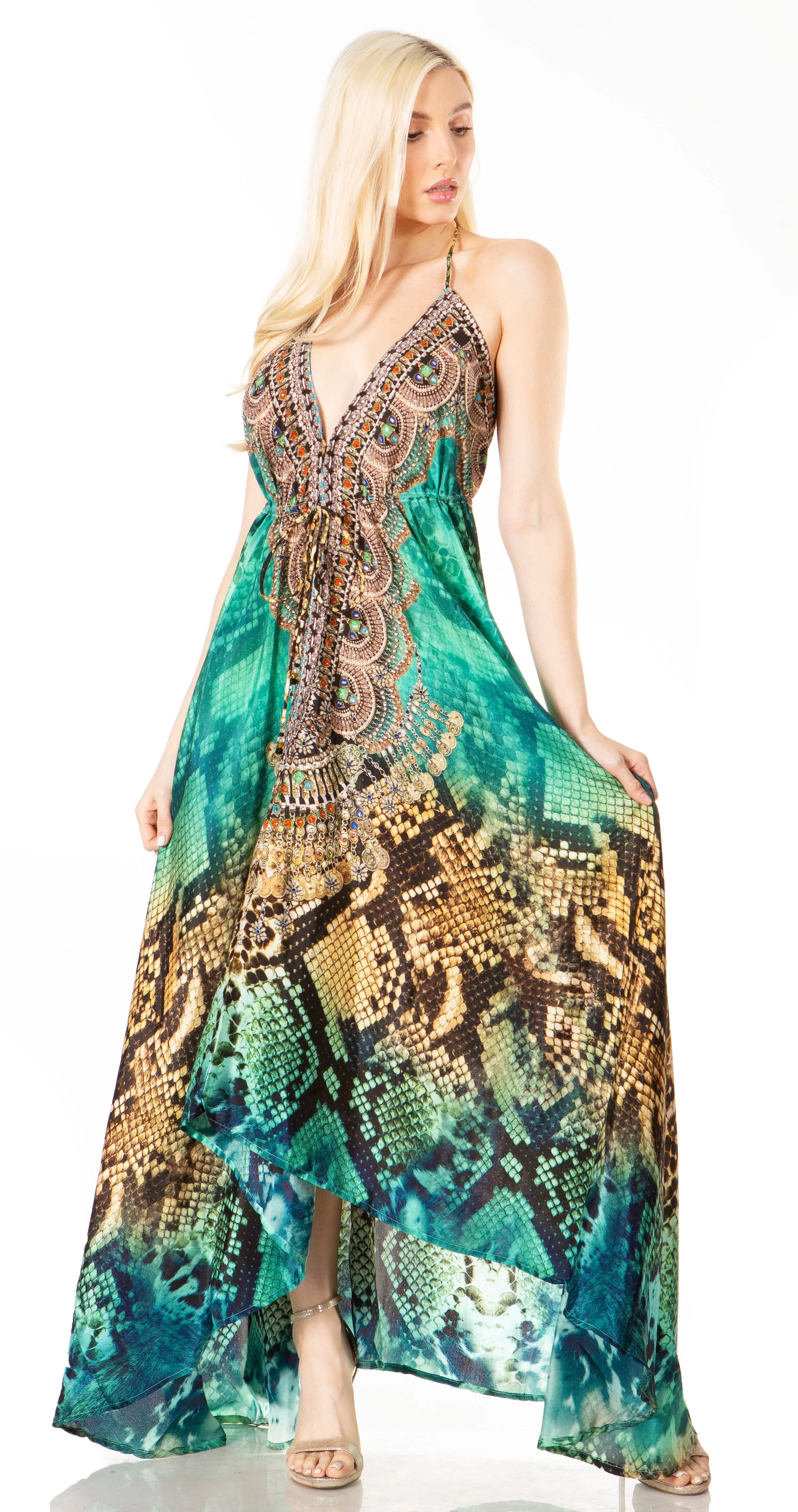 Sakkas Lizi 2 Women's High-Low Halter Maxi Dress for Beach and Vacation Parties - Image 106