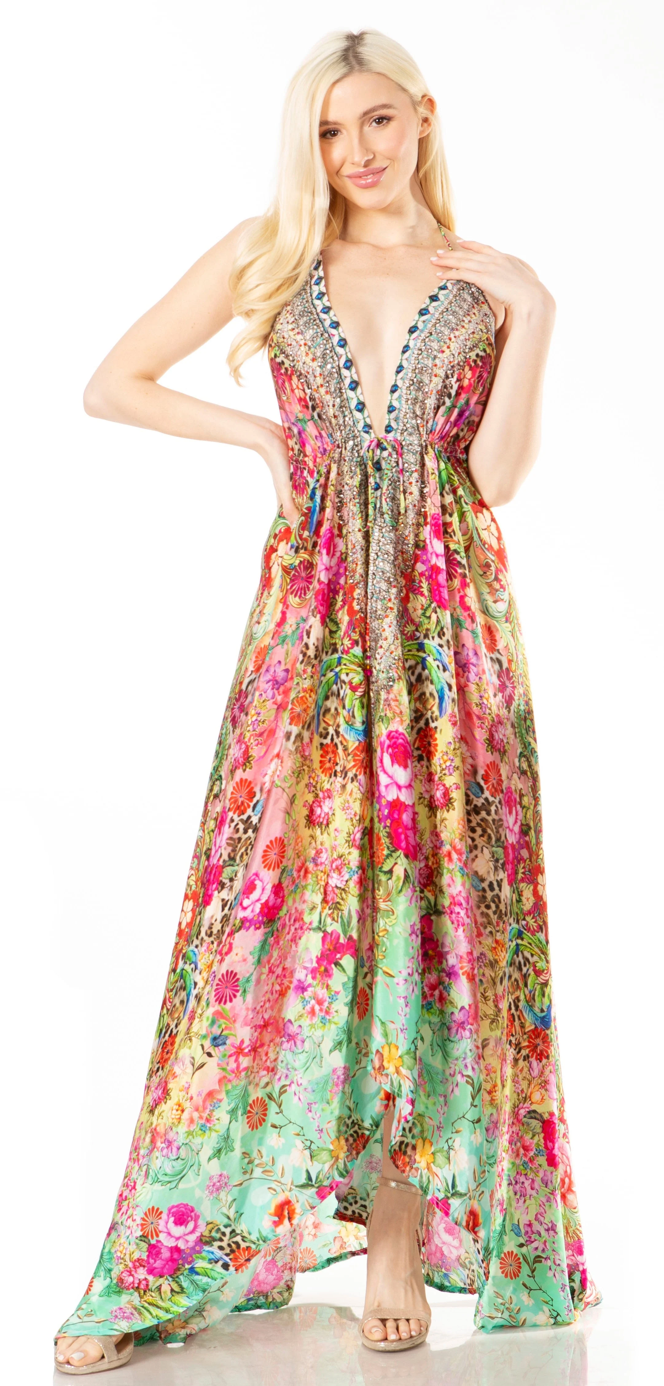Sakkas Lizi 2 Women's High-Low Halter Maxi Dress for Beach and Vacation Parties - Image 126