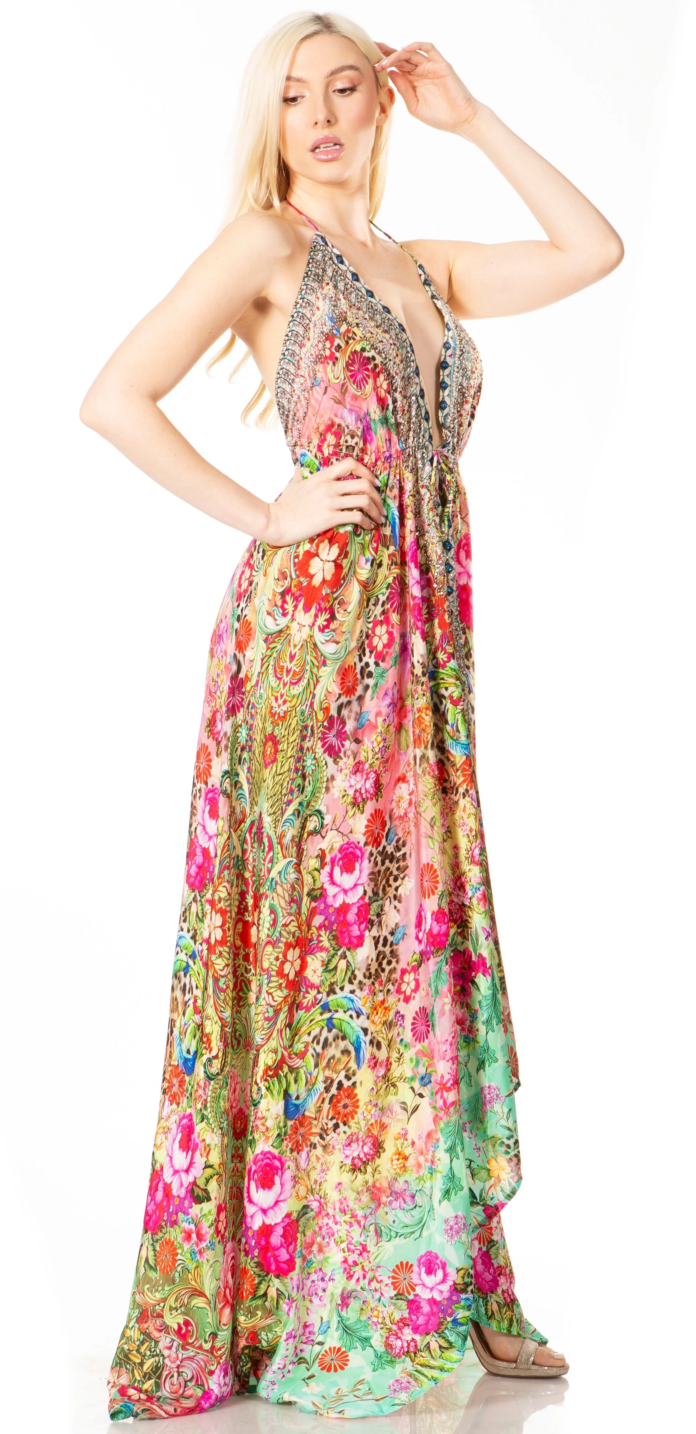 Sakkas Lizi 2 Women's High-Low Halter Maxi Dress for Beach and Vacation Parties - Image 129