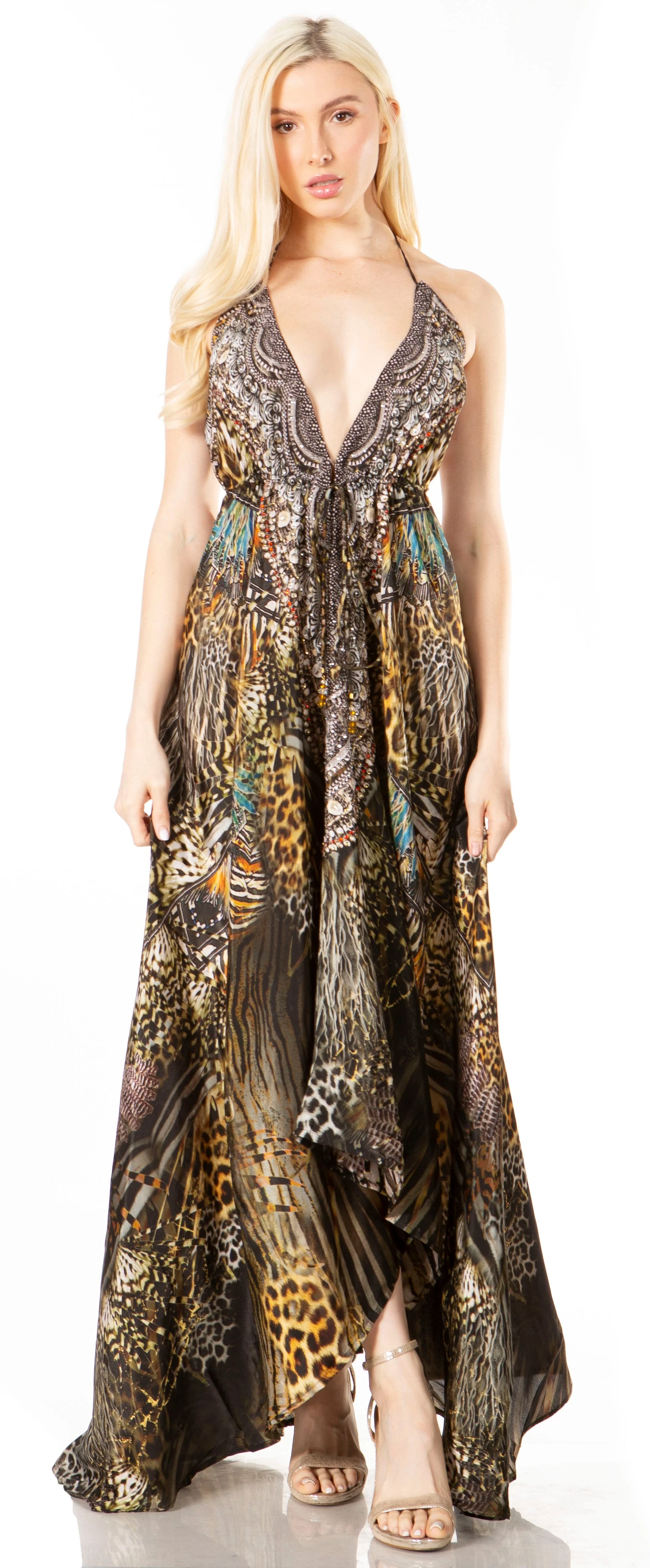 Sakkas Lizi 2 Women's High-Low Halter Maxi Dress for Beach and Vacation Parties - Image 136
