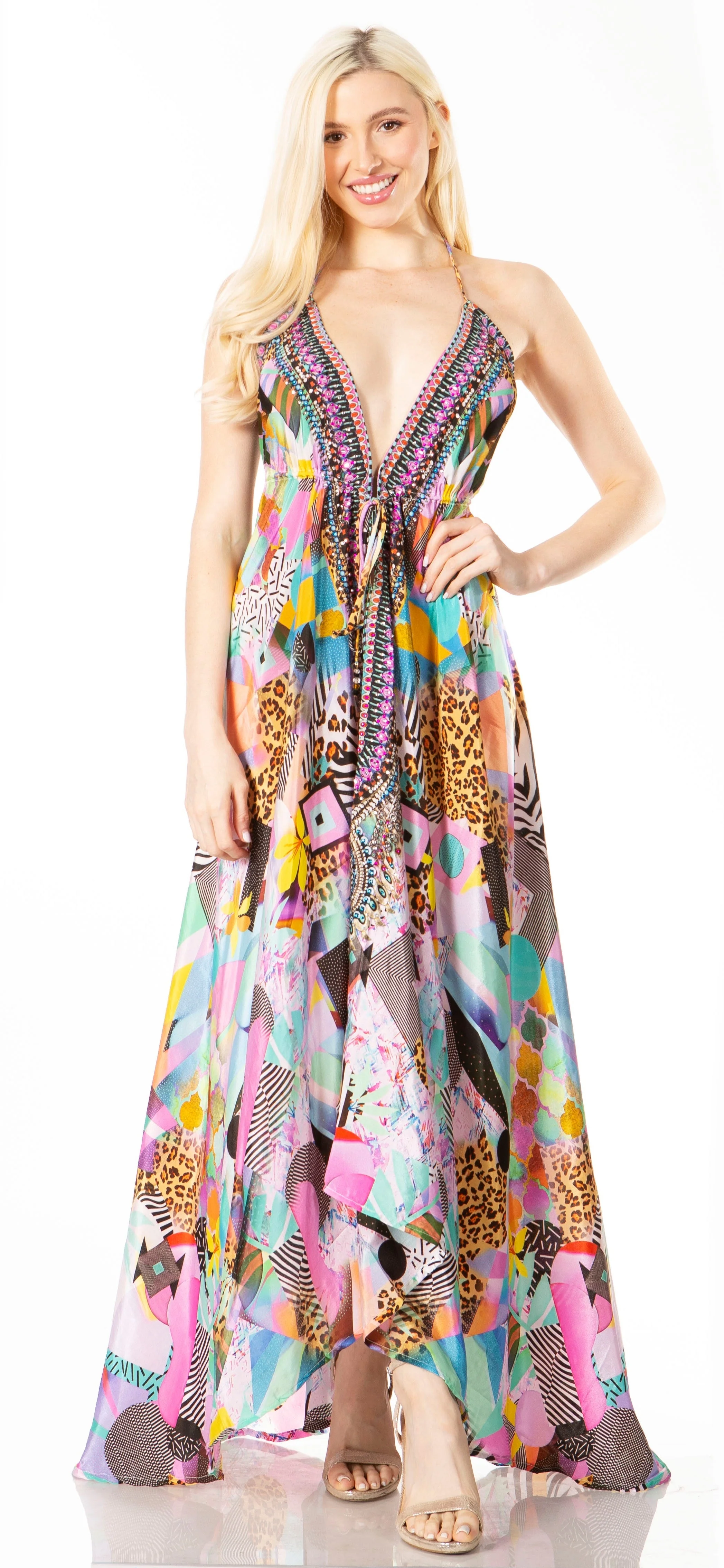 Sakkas Lizi 2 Women's High-Low Halter Maxi Dress for Beach and Vacation Parties - Image 156