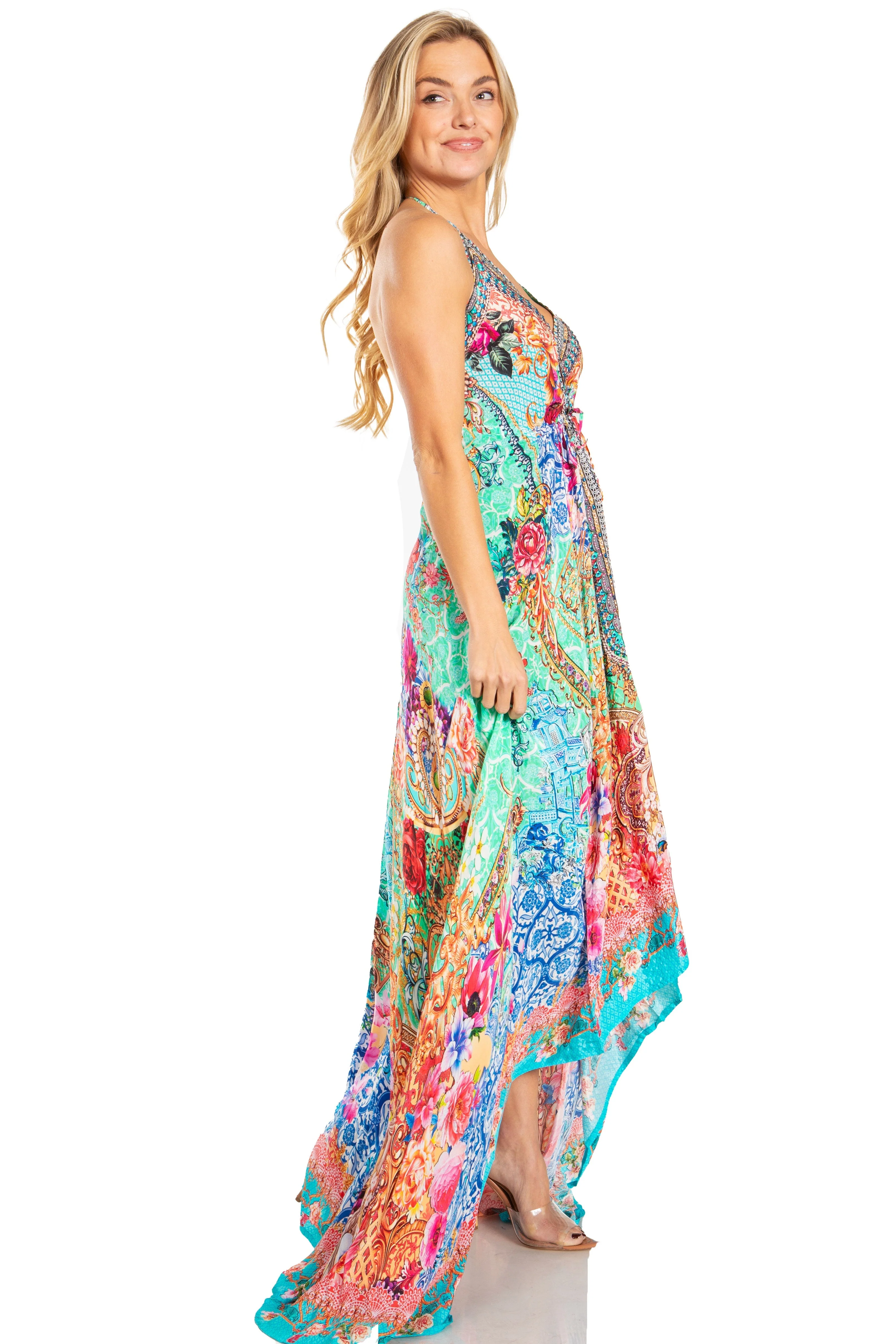 Sakkas Lizi 2025 Womens Maxi High-low Halter Handkerchief Long Dress Beach Party - Image 134