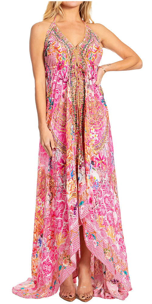Sakkas Lizi 2025 Womens Maxi High-low Halter Handkerchief Long Dress Beach Party - Image 136