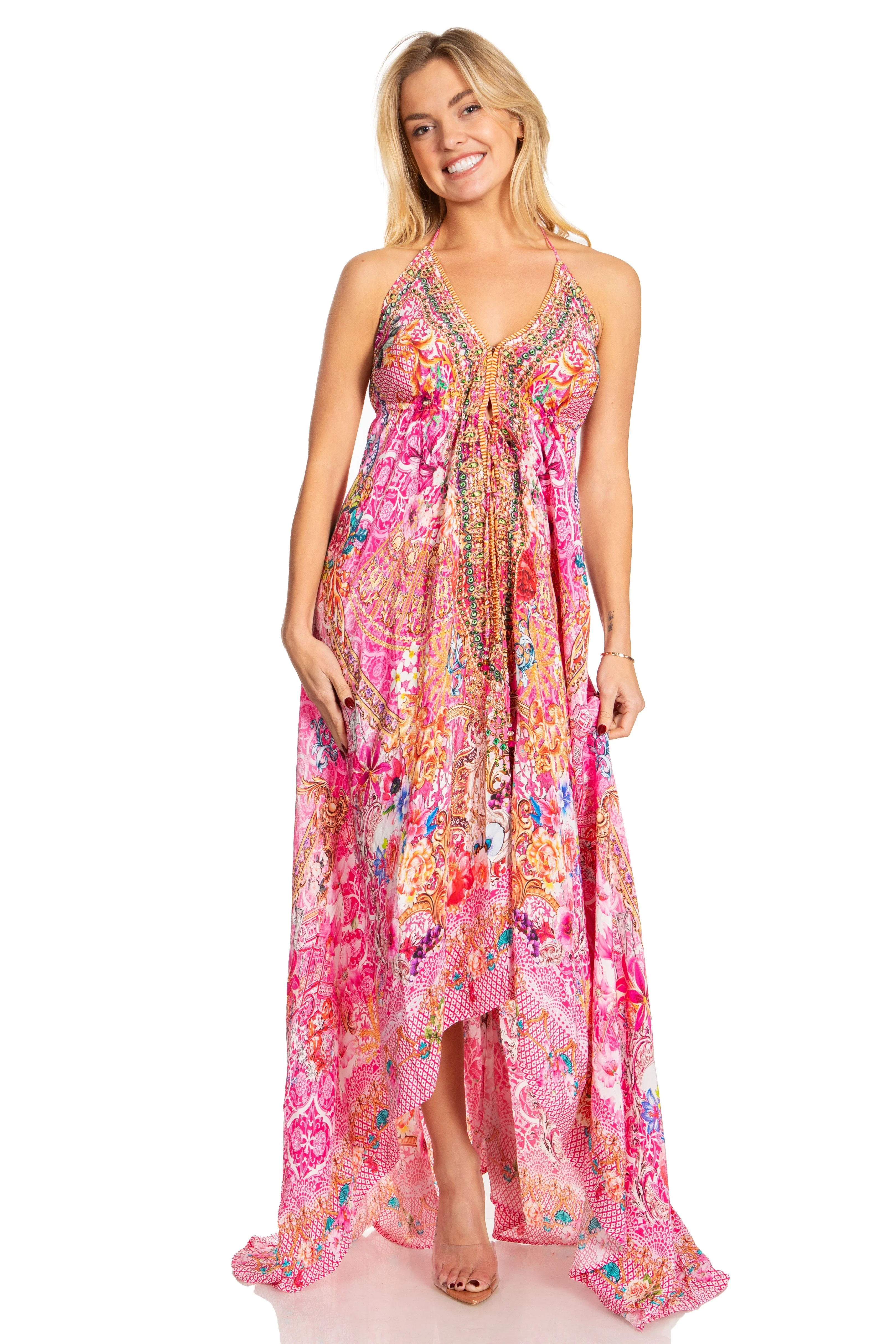 Sakkas Lizi 2025 Womens Maxi High-low Halter Handkerchief Long Dress Beach Party - Image 140