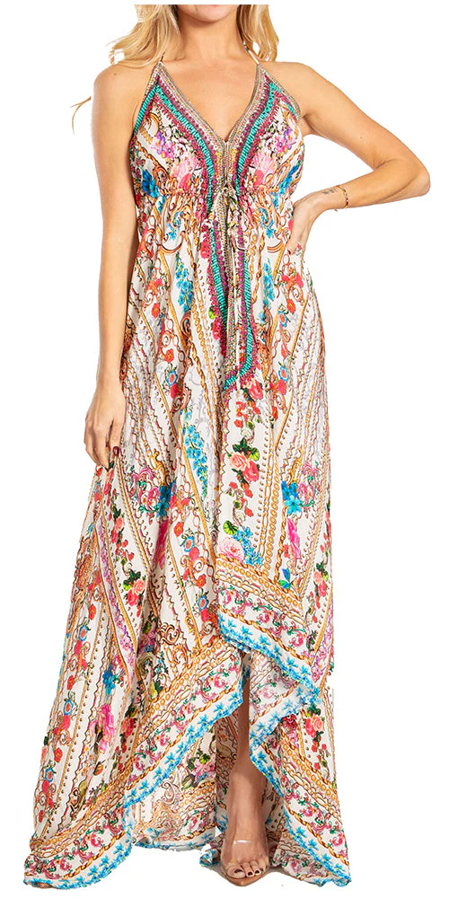 Sakkas Lizi 2025 Womens Maxi High-low Halter Handkerchief Long Dress Beach Party - Image 141