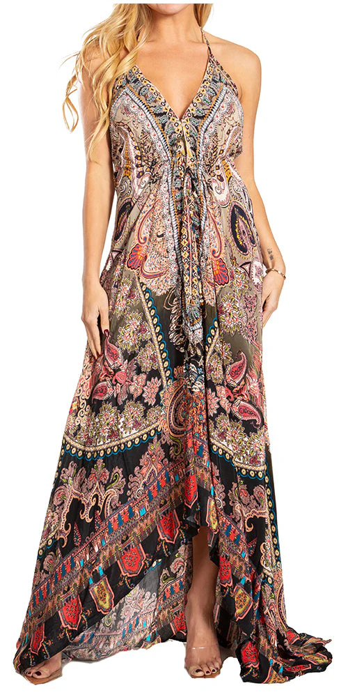 Sakkas Lizi 2025 Womens Maxi High-low Halter Handkerchief Long Dress Beach Party - Image 146