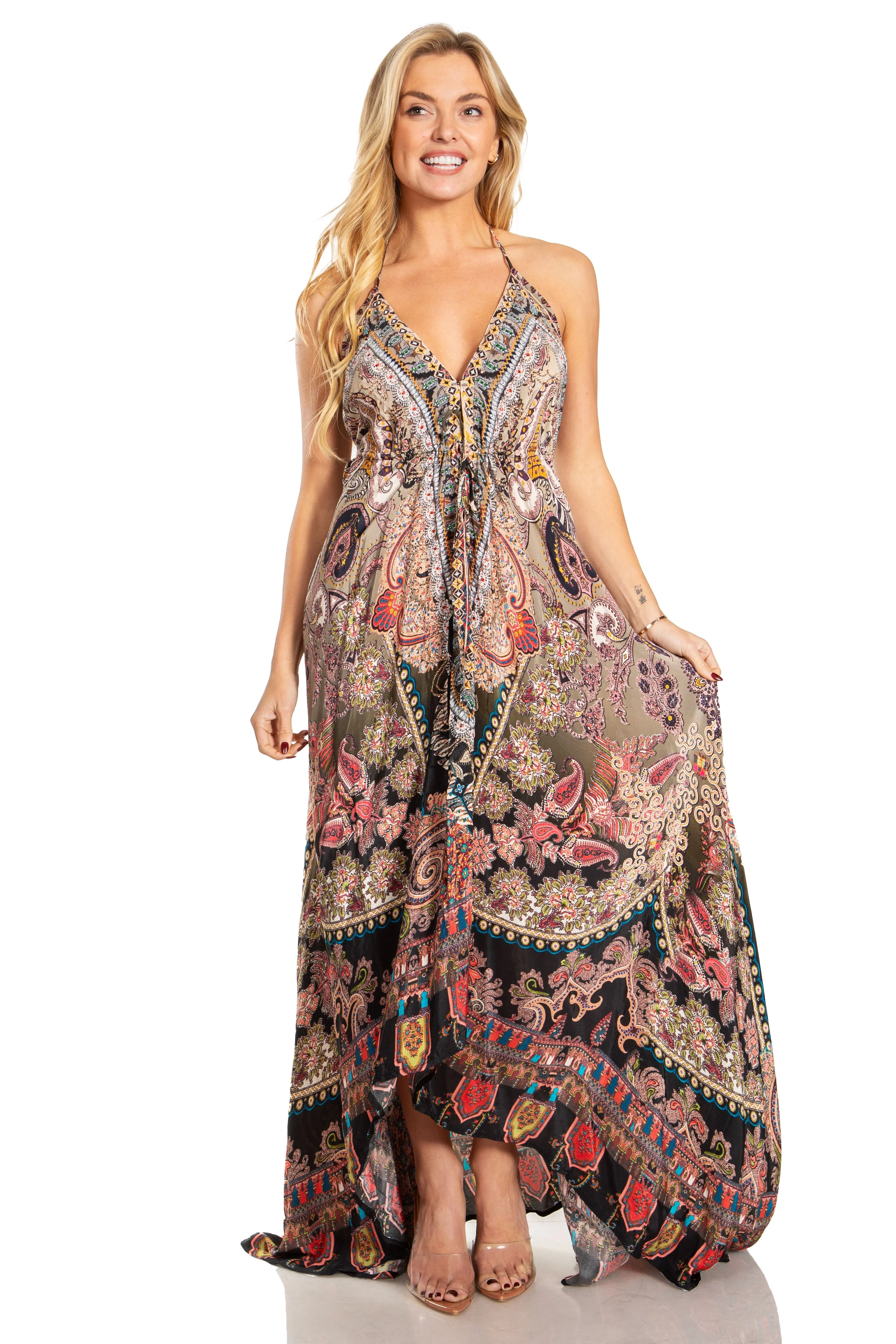 Sakkas Lizi 2025 Womens Maxi High-low Halter Handkerchief Long Dress Beach Party - Image 150