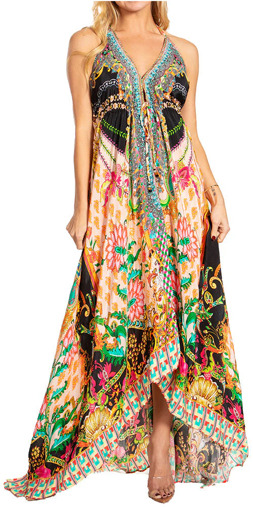 Sakkas Lizi 2025 Womens Maxi High-low Halter Handkerchief Long Dress Beach Party - Image 16
