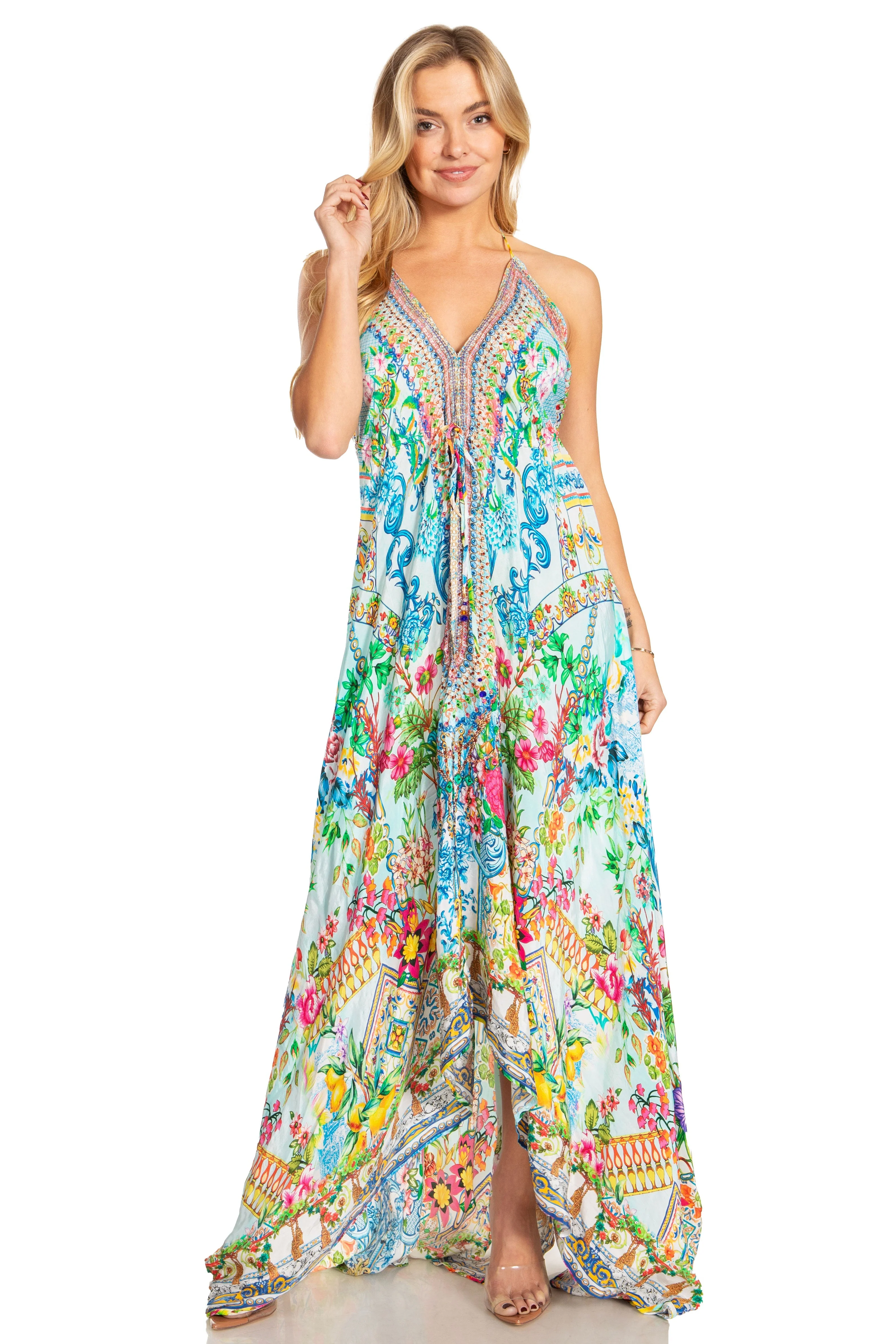 Sakkas Lizi 2025 Womens Maxi High-low Halter Handkerchief Long Dress Beach Party - Image 5