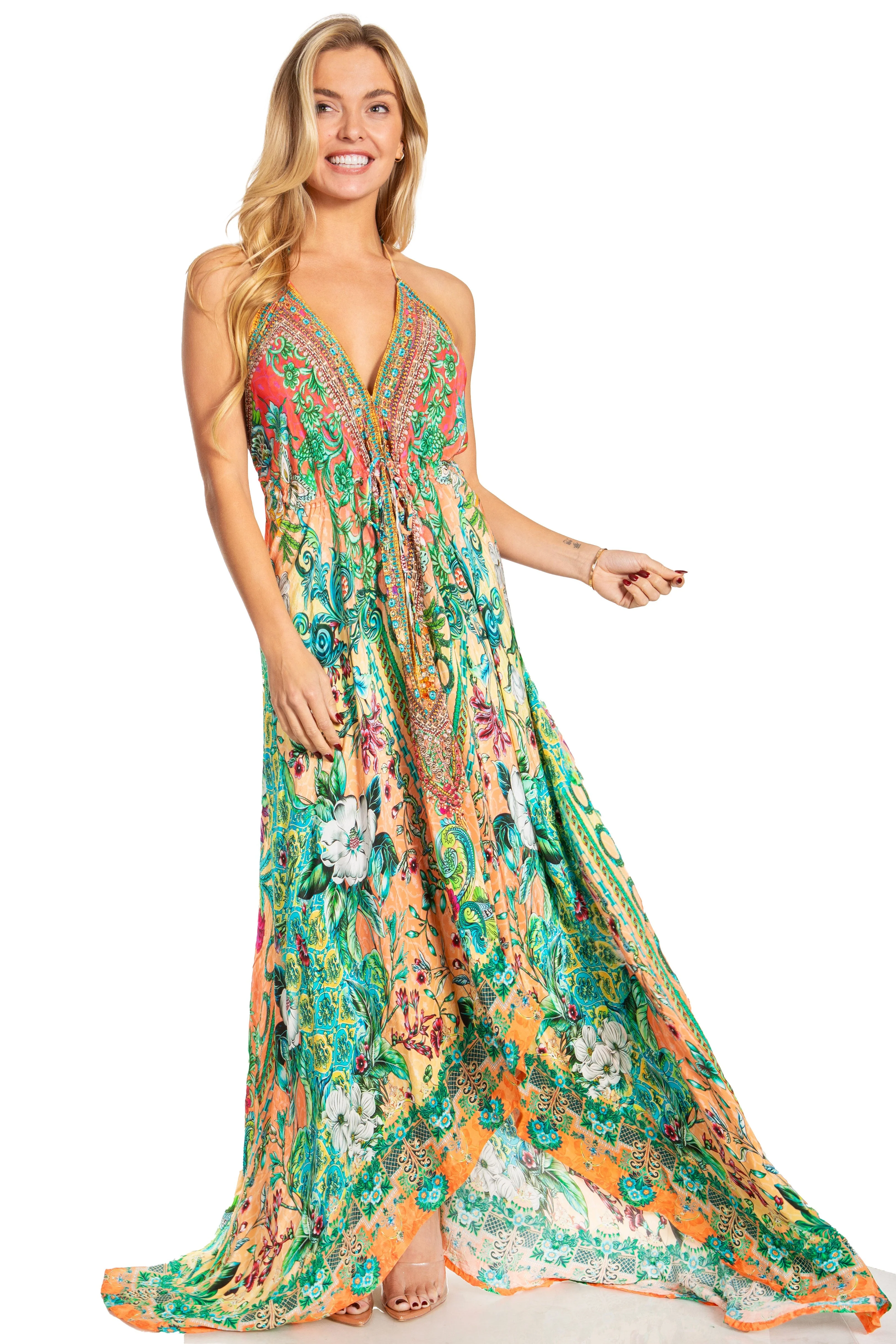 Sakkas Lizi 2025 Womens Maxi High-low Halter Handkerchief Long Dress Beach Party - Image 55
