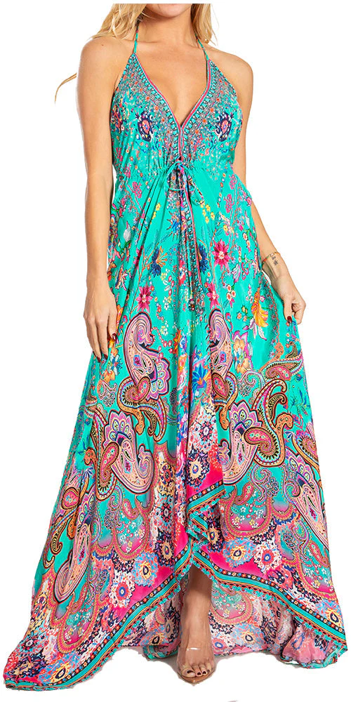 Sakkas Lizi 2025 Womens Maxi High-low Halter Handkerchief Long Dress Beach Party - Image 56