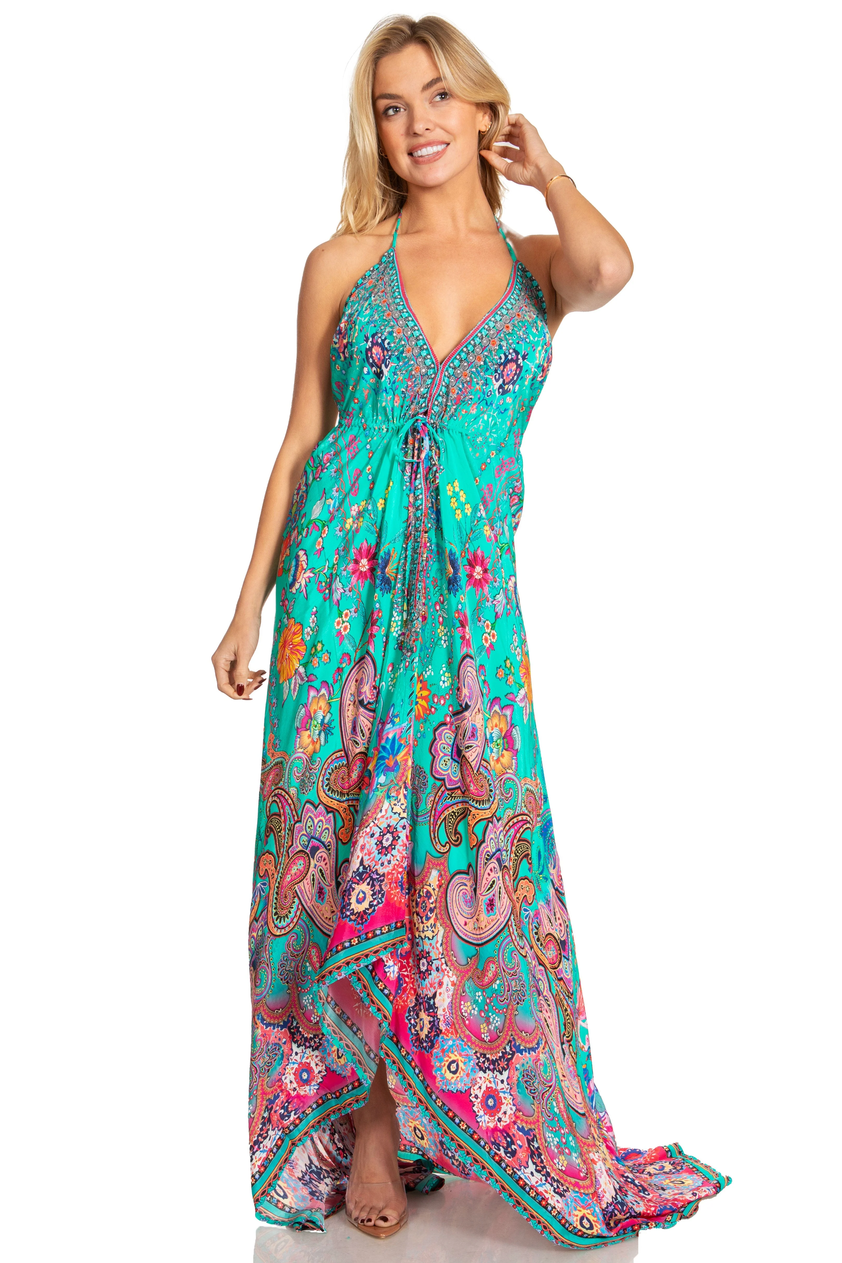 Sakkas Lizi 2025 Womens Maxi High-low Halter Handkerchief Long Dress Beach Party - Image 60
