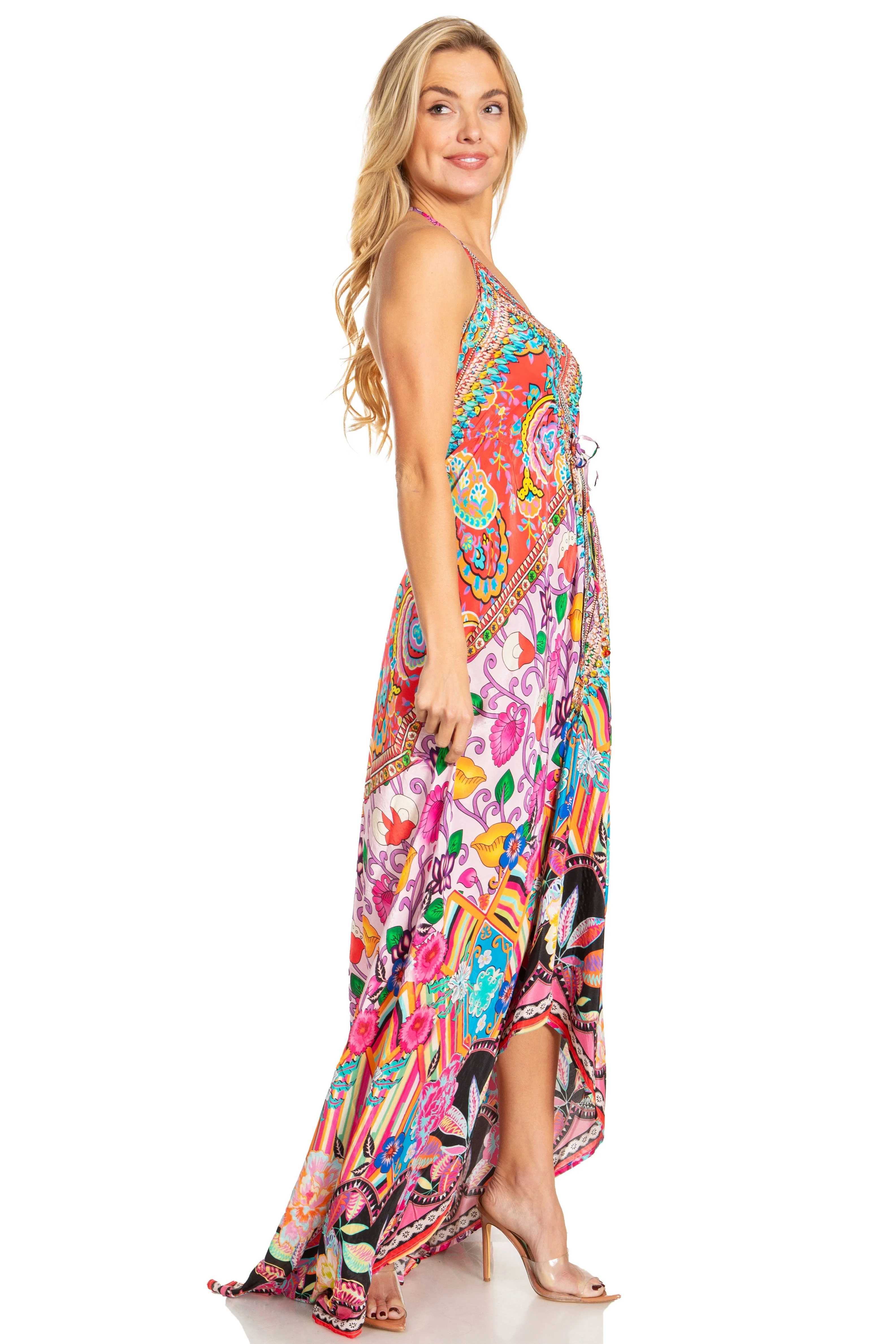 Sakkas Lizi 2025 Womens Maxi High-low Halter Handkerchief Long Dress Beach Party - Image 79