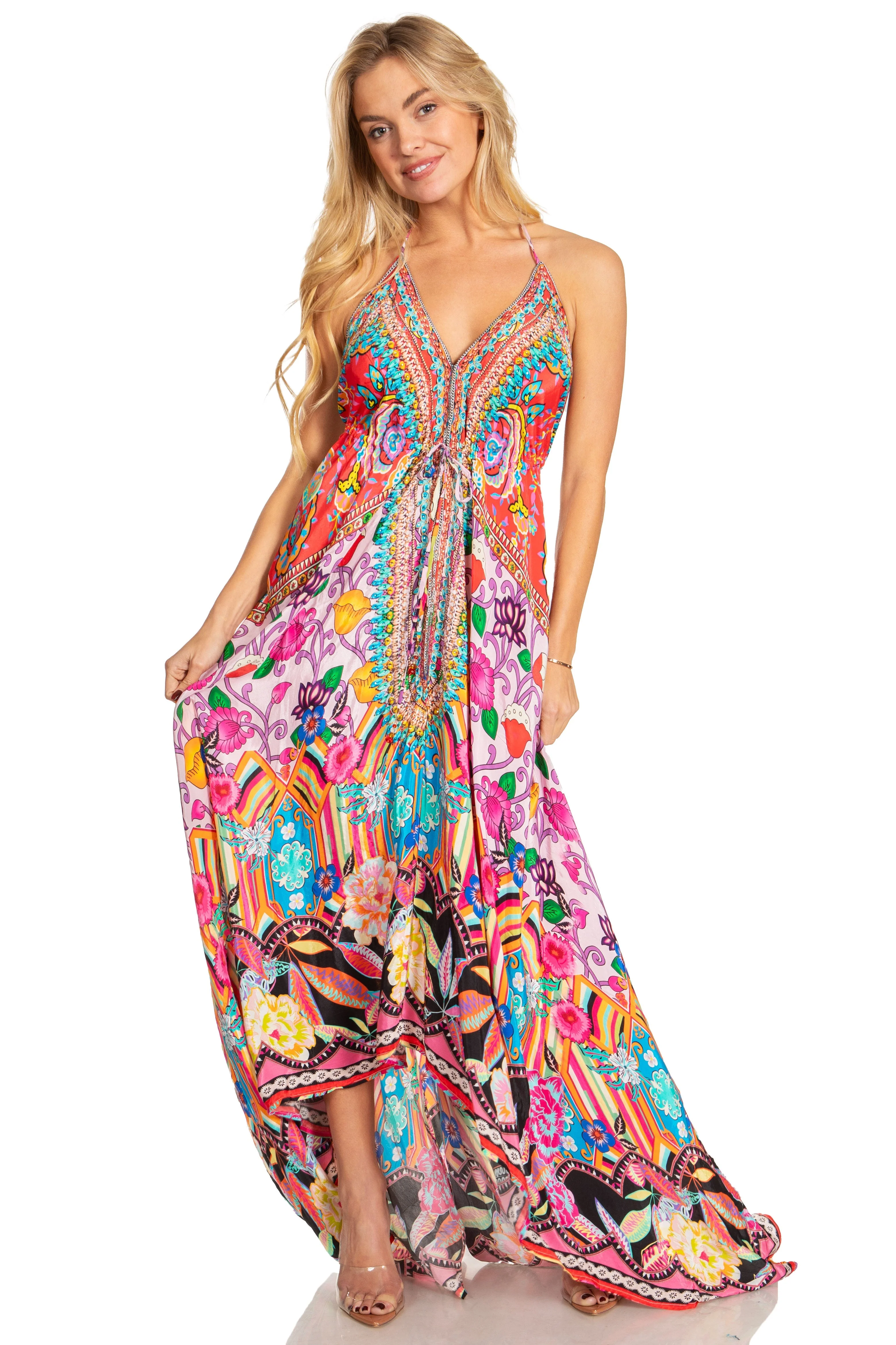 Sakkas Lizi 2025 Womens Maxi High-low Halter Handkerchief Long Dress Beach Party - Image 80