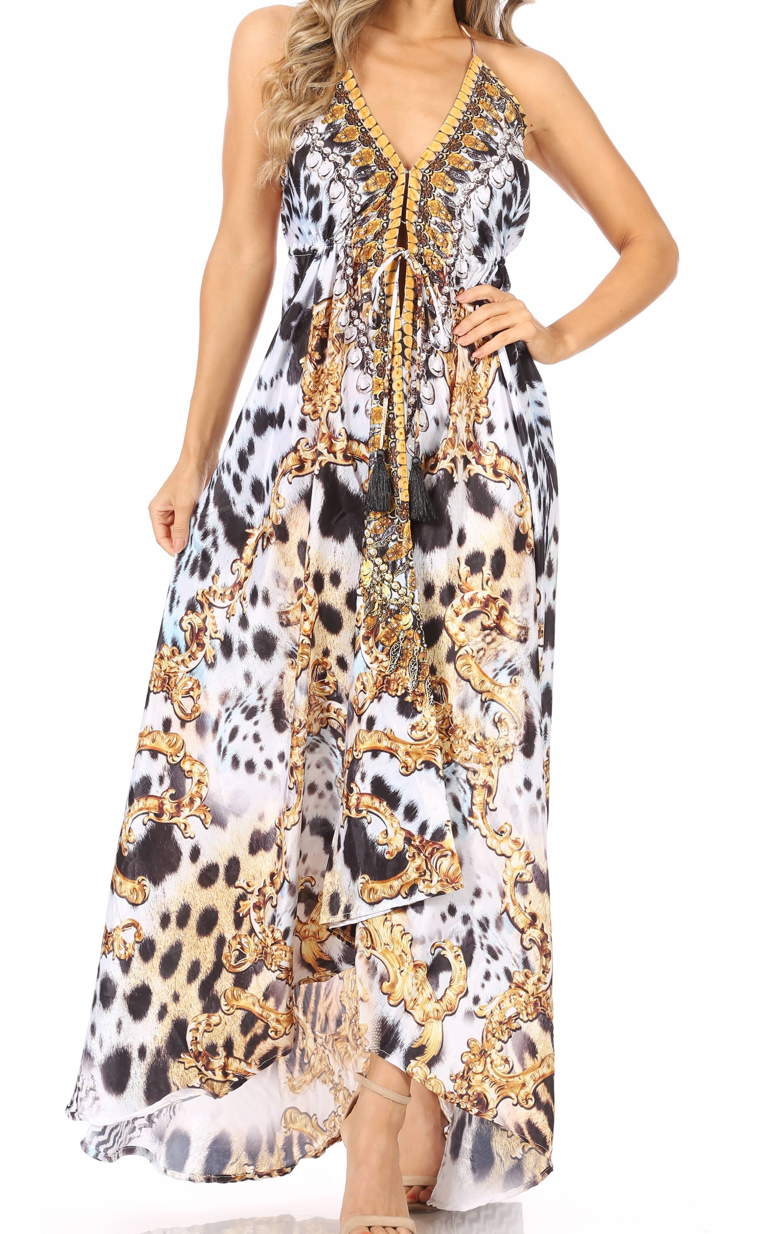 Sakkas Lizi Womens Maxi High-low Halter Handkerchief Long Dress Beach Party - Image 106