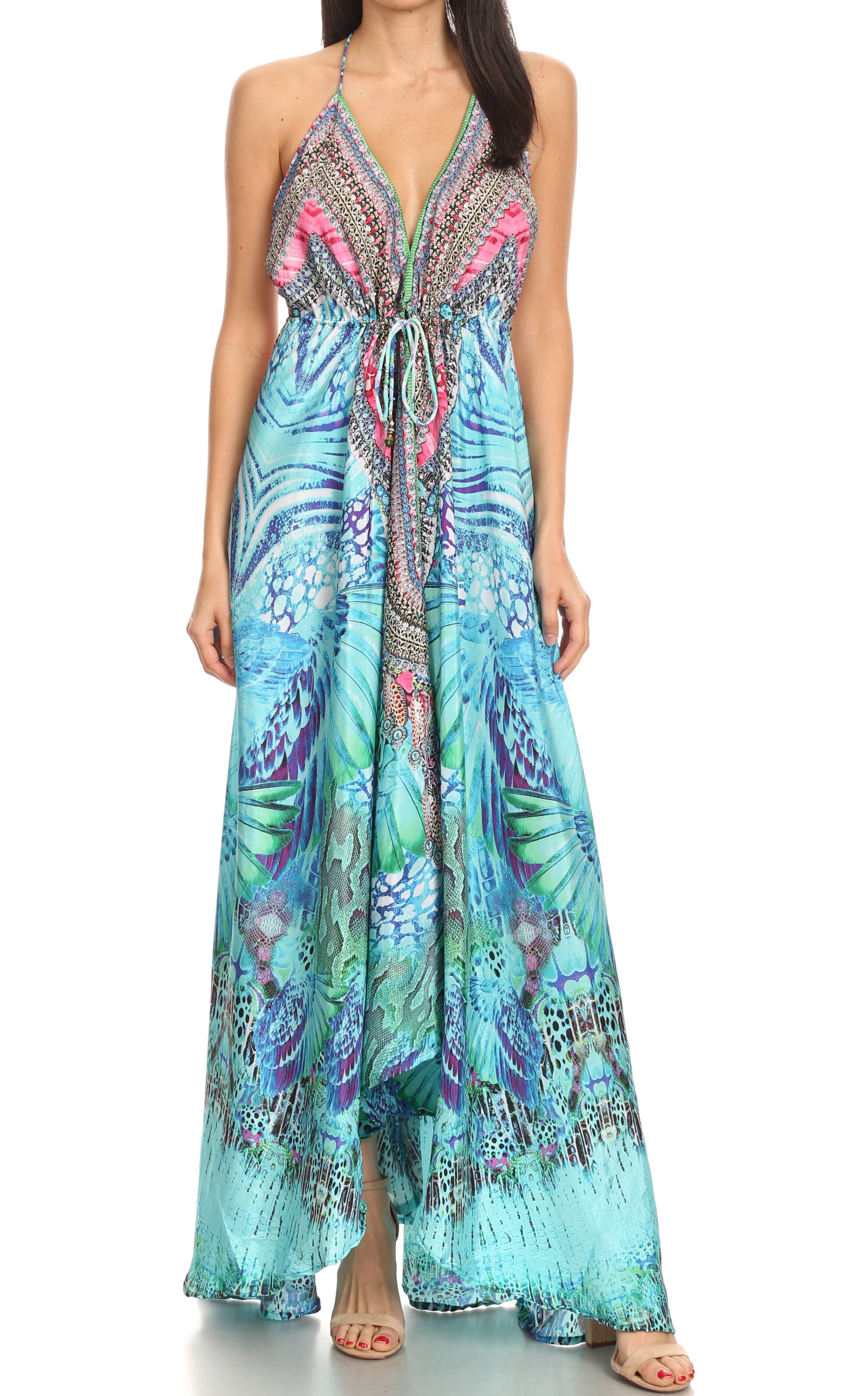 Sakkas Lizi Womens Maxi High-low Halter Handkerchief Long Dress Beach Party - Image 11
