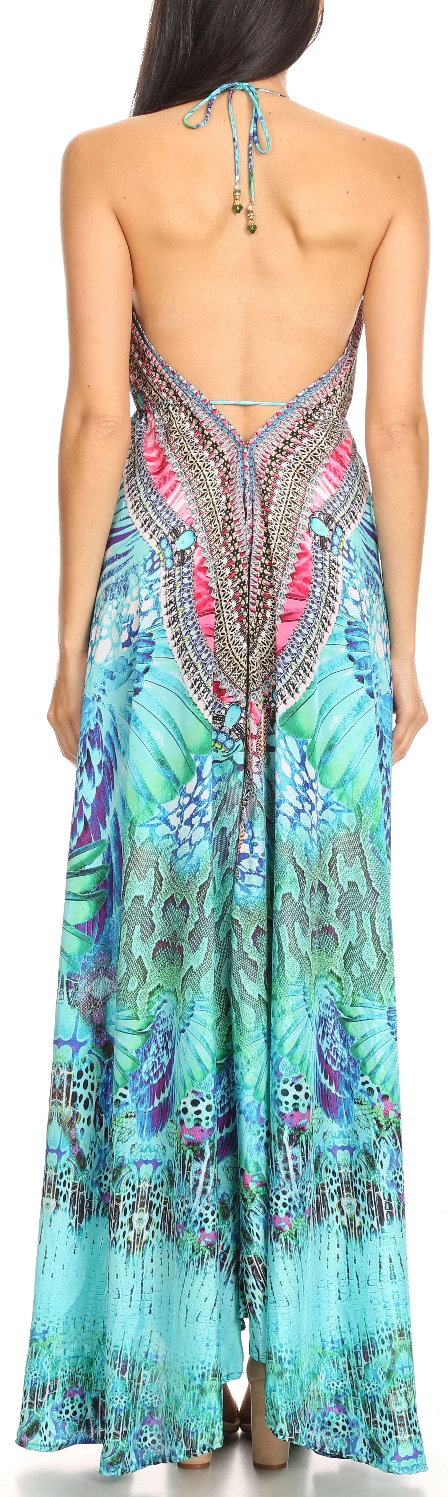 Sakkas Lizi Womens Maxi High-low Halter Handkerchief Long Dress Beach Party - Image 12