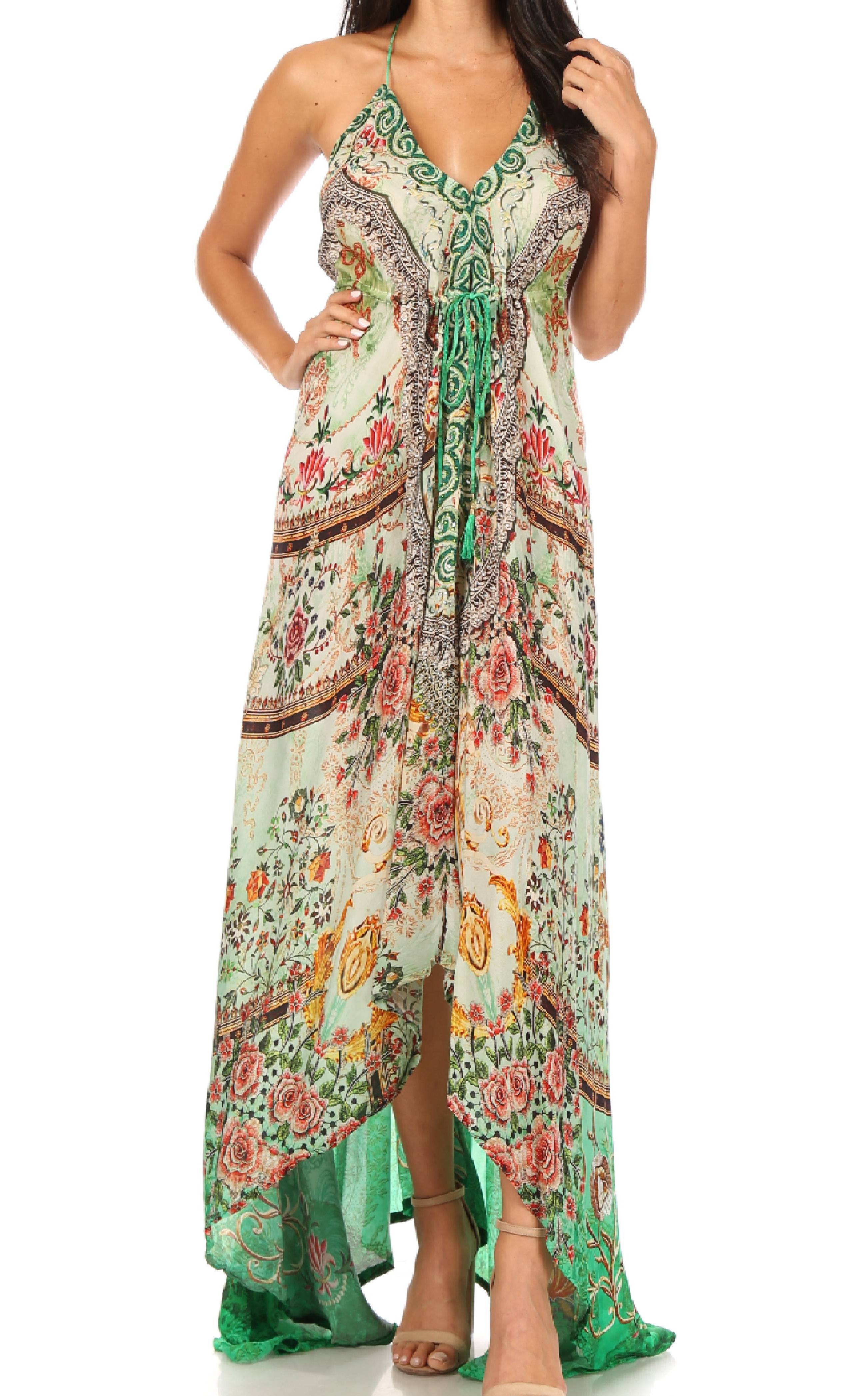 Sakkas Lizi Womens Maxi High-low Halter Handkerchief Long Dress Beach Party - Image 138