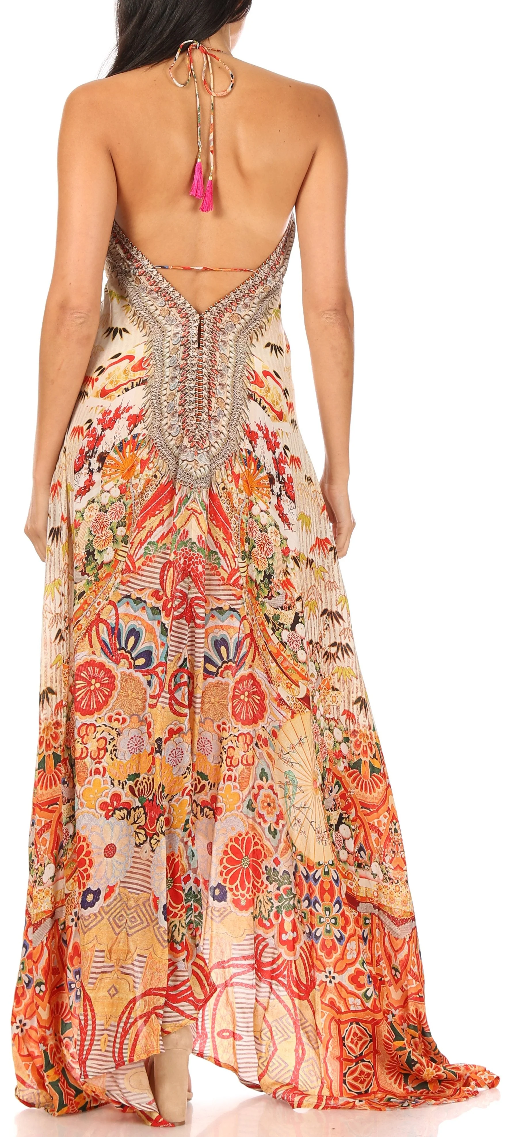 Sakkas Lizi Womens Maxi High-low Halter Handkerchief Long Dress Beach Party - Image 143